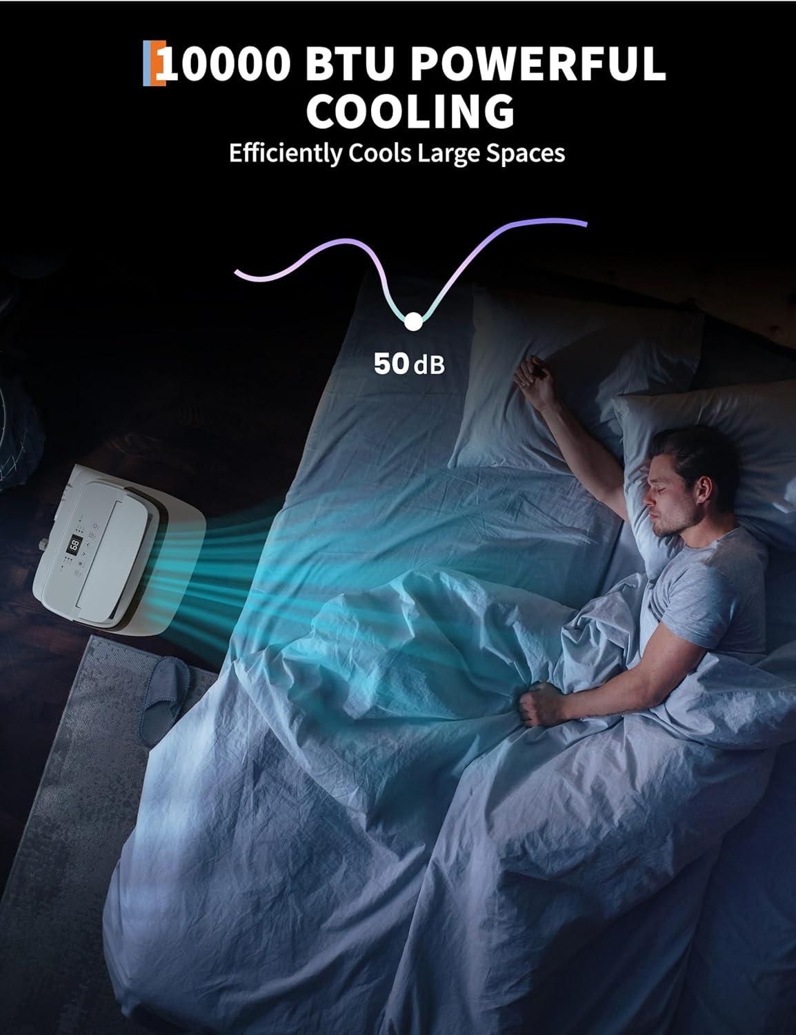 10000 BTU Portable Air Conditioner - 3 in-1 Cooling, Dehumidifier & Fan with Quiet Operation, Sleep Mode, 24H Timer & Energy Savings, for Rooms Up to 450 Sq.Ft, Includes Remote Control, Reusable Filt