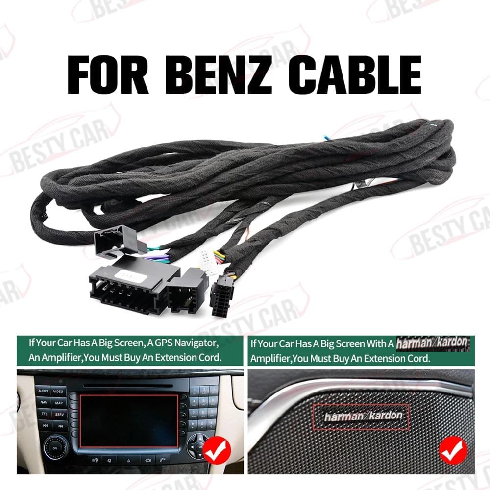 16pin Extension Amp Bypass Power Cable for Mercedes S-Class E Class W220 SL with D2B Most Fibre Optic Amplifier