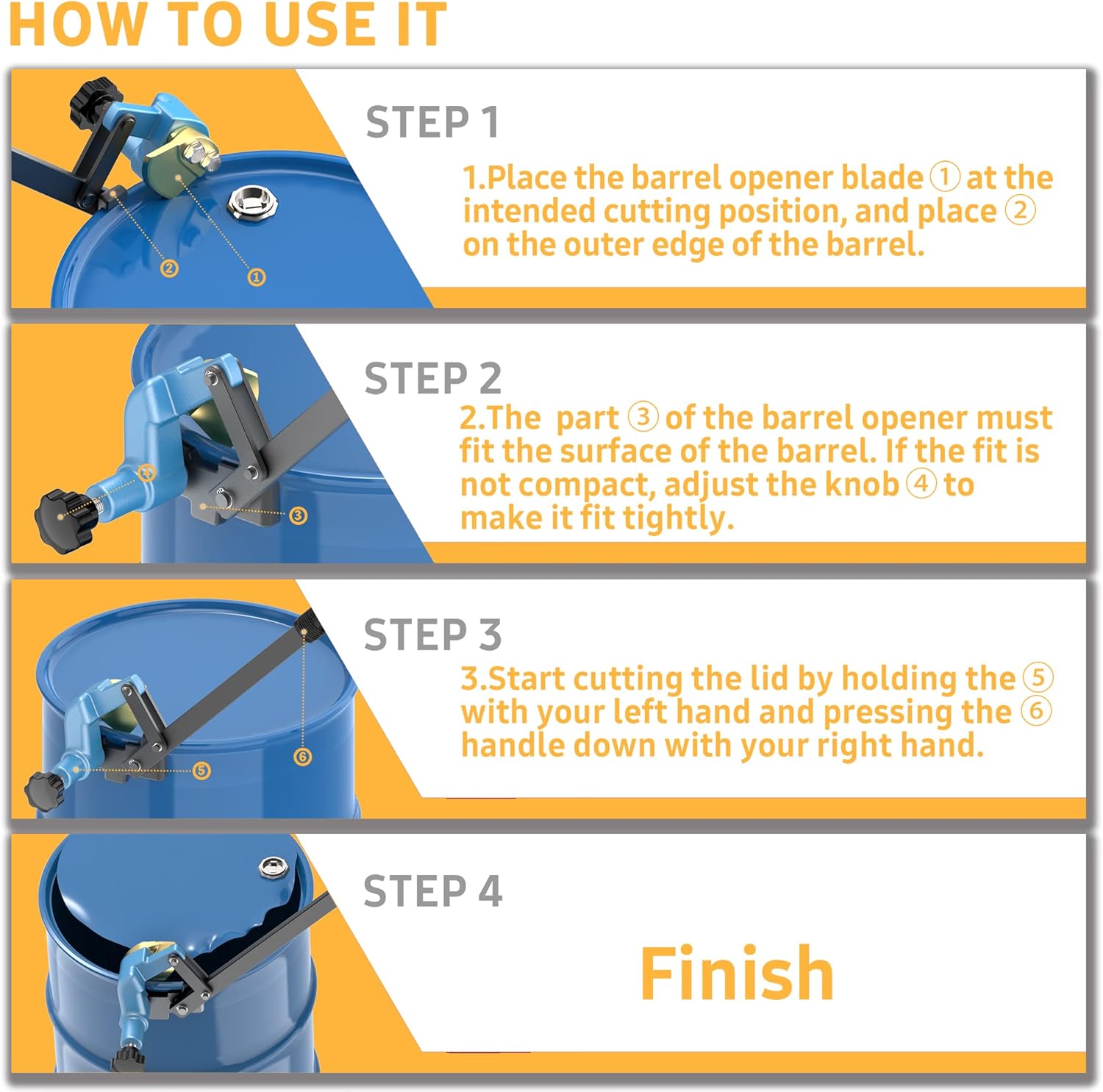 Drum Deheader with Plastic Hand Grip, for Steel Drums, No-Sparking Alloy Copper Blades.