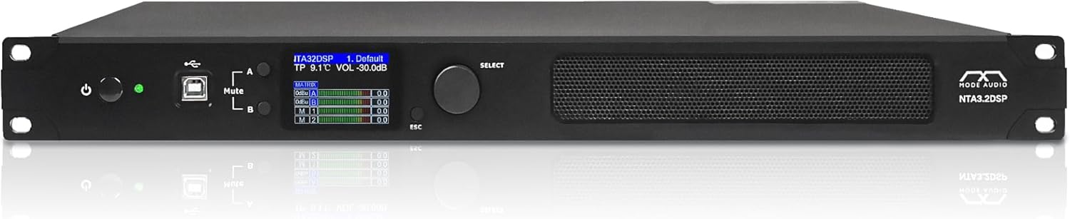 Sound Town MODE Audio Network 2-Channel PA/DJ Power Amplifier 2 x 450W, with DSP, FIR, Dante, PA Speaker Management with Display, Supports Low-Z 70V/100V (NTA3.2DSP)