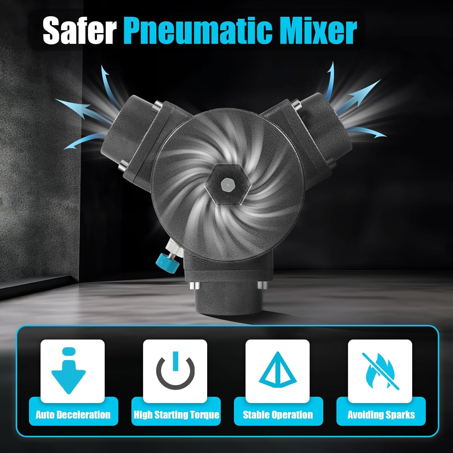 50 Gallon Pneumatic Automatic Paint Mixer 1/2HP Stainless Steel Clip Paint Air Agitator, Pneumatic Bracket Mixer, Paint Stirring Machine Bracket Air Agitator Paint Mix Tool