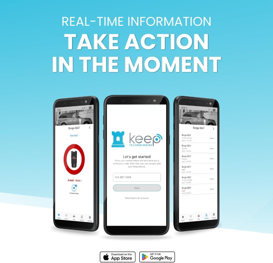 Keep Car Alarm - 4G/LTE, Anchoring Anti-Theft & Break-in Deterrent, GPS, Motion Sensing (PIR/Radar), 1080p Pictures & Video, 120dB Sound and Flashing Bright LEDs