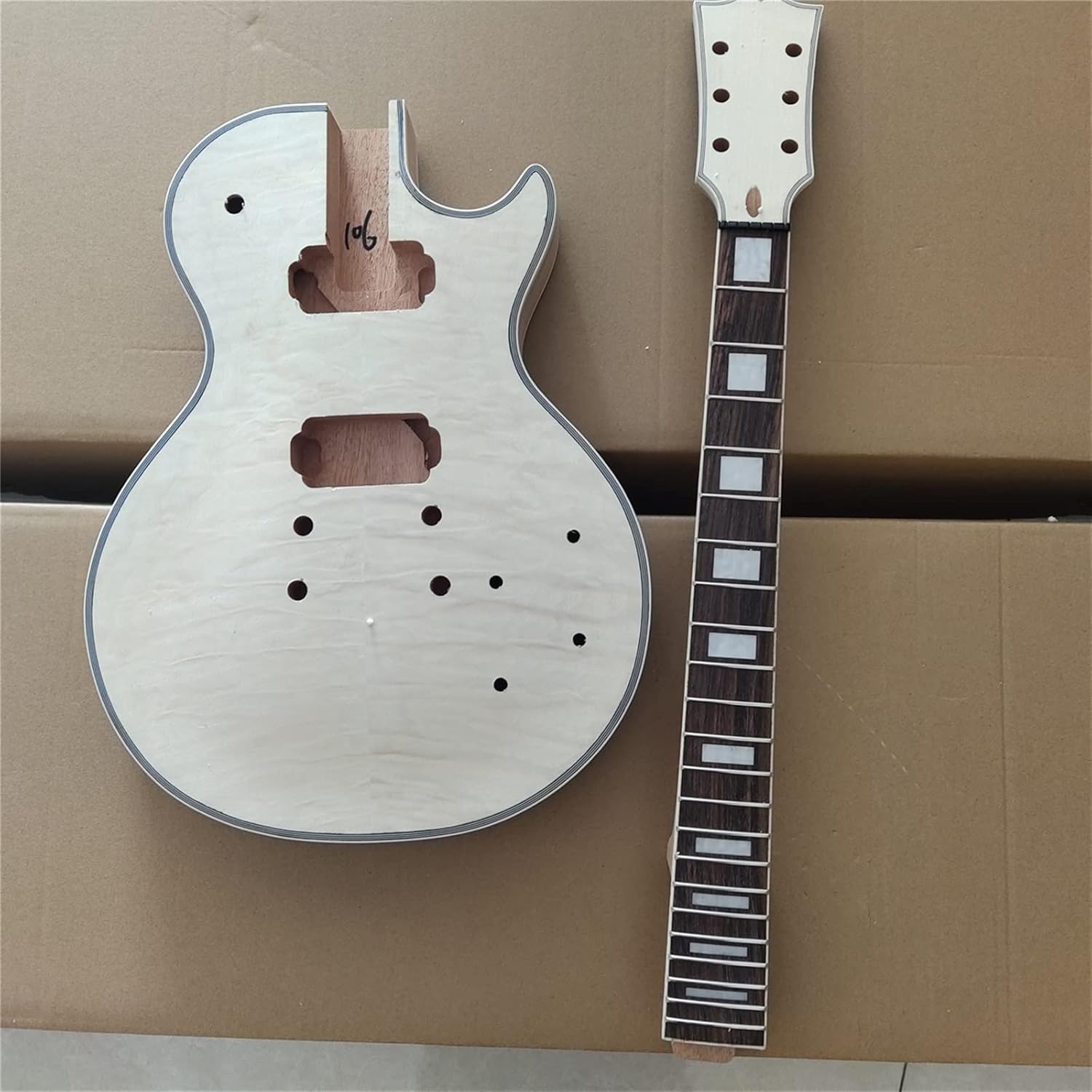 1 Set Unfinished Electric Guitar Neck and Body Guitar Kit DIY Part All Hardware Unfinished Guitar Set