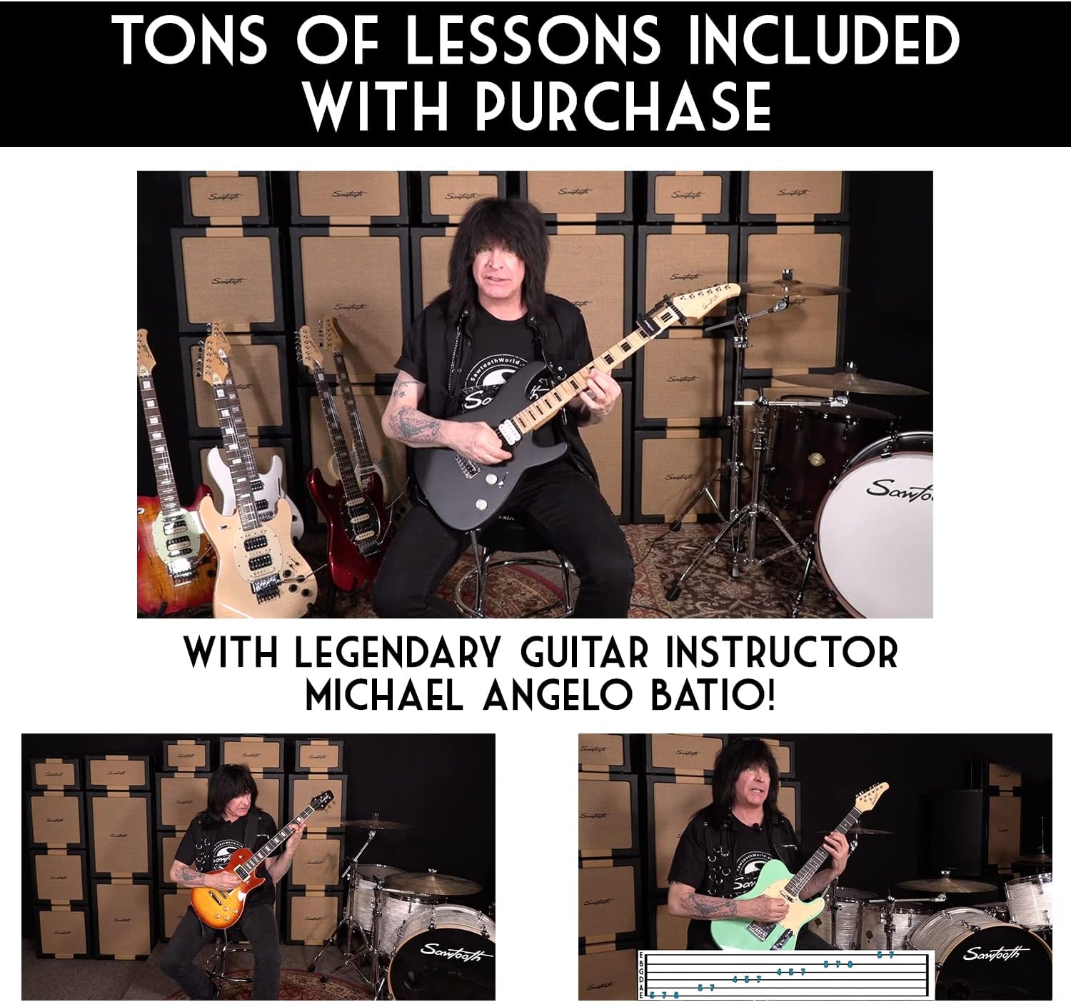 Sawtooth ES Series Electric Guitar, Sunburst with Vanilla Cream Pickguard