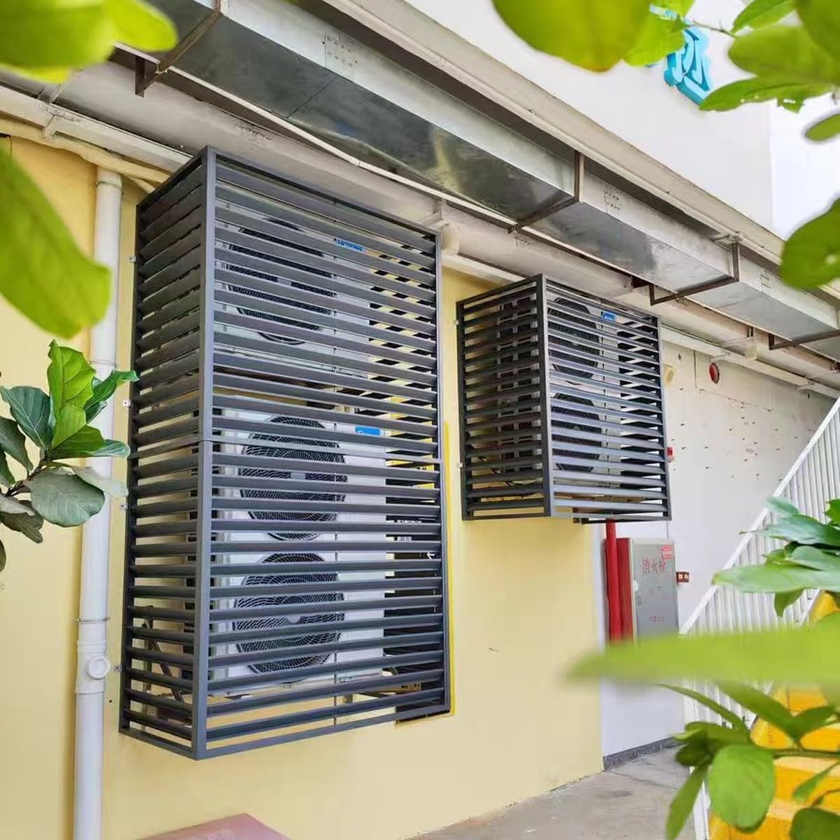 Air Conditioning Window Cover Air Conditioner Fence Screen Outdoor Privacy Ac Covers Fireproof for Outside Units/Hide Air Con(Gray,110 * 80 * 60cm/43 * 31 * 24in)