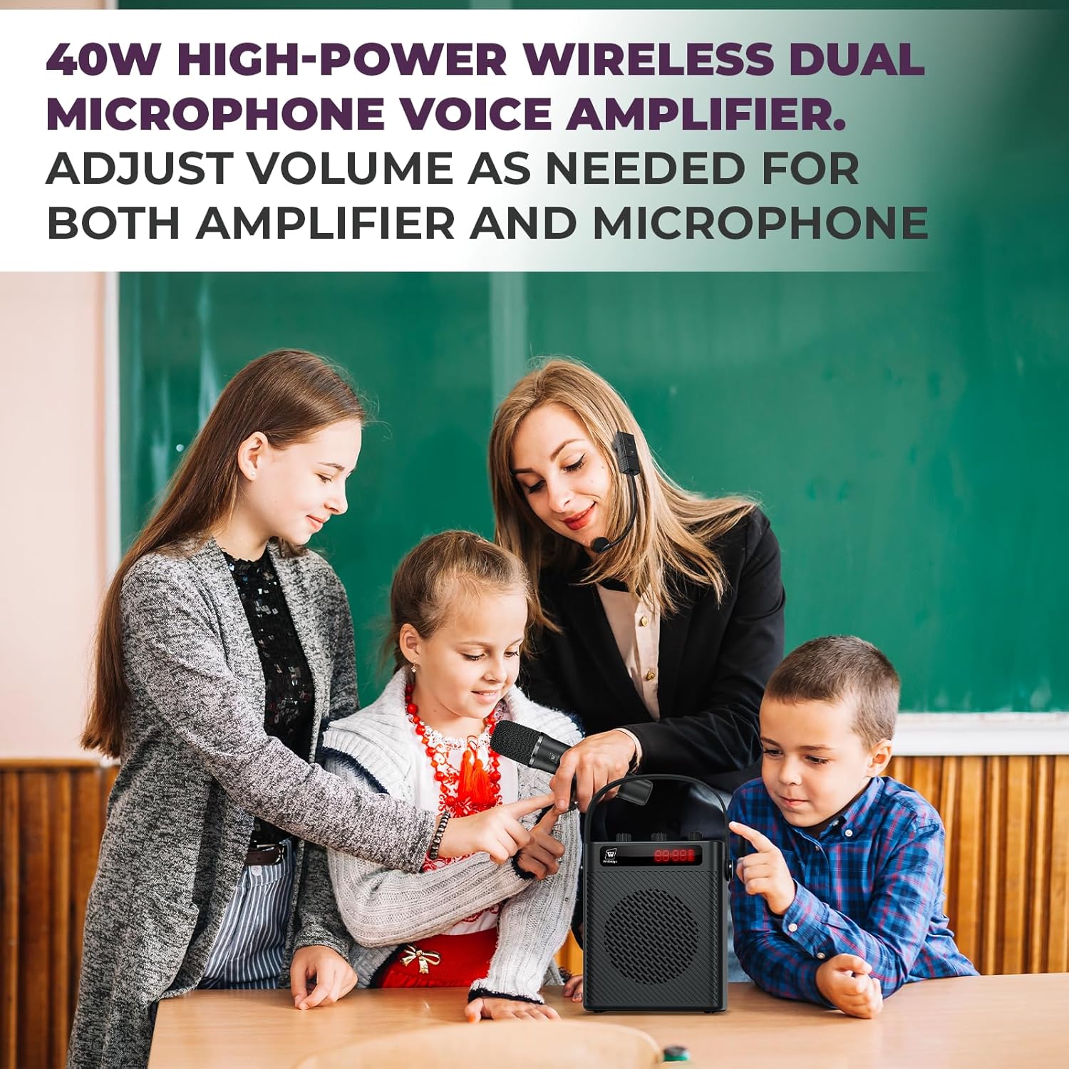 40W Bluetooth 5.3 Voice Amplifier with Headset Mirophone & Handheld Mic, Portable Rechargeable PA System for Teachers & Events,Wireless Karaoke Speaker with 4 Sound Effects for Guitar S95