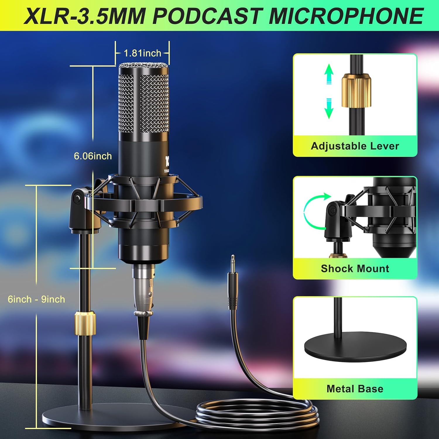 Podcast Microphone Bundle with Live Sound Card Audio Mixer, Podcast Equipment Bundle Sound Board with 3.5mm Condenser Microphone(P15) for Pc/Phone Live Streaming Singing Gaming,Voice Changer, Denoise