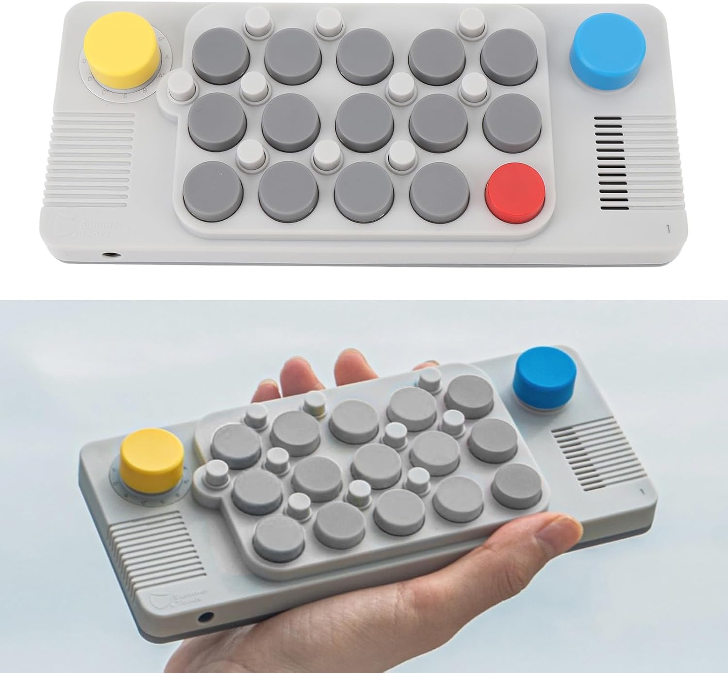 15 Key MIDI Keyboard Controller with 2 Rotary Knobs, 20 Popular Instruments Available, 3.5mm Headphone Jack Rechargeable C3-C8 Full Tuning Adjustable with Keyboard Stickers