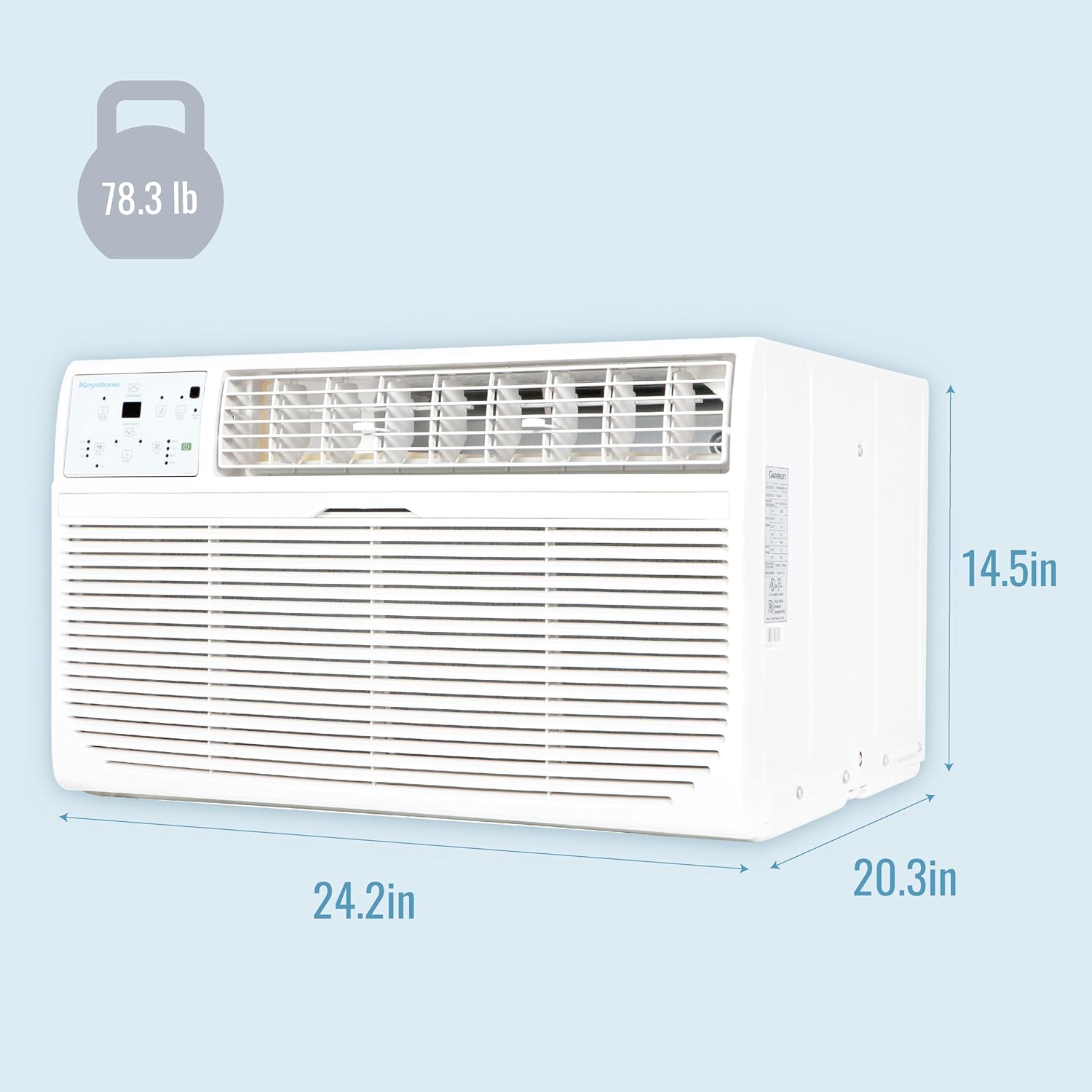Keystone 14,000 BTU 230V Wall Mounted Air Conditioner & Dehumidifier with Remote Control - Quiet Wall AC Unit for Bedroom, Garage, Nursery, Large Rooms up to 700 Sq.Ft.