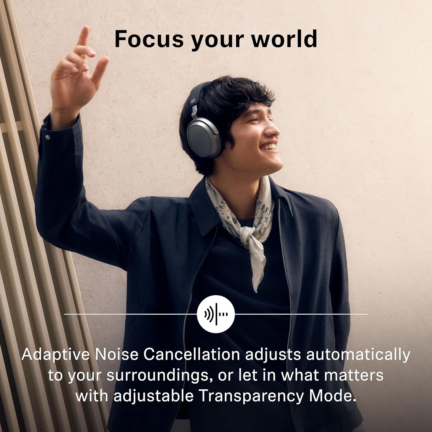 Sennheiser Consumer Audio Momentum 4 Wireless Headphones - Bluetooth Headset for Crystal-Clear Calls with Adaptive Noise Cancellation, 60h Battery Life, Lightweight Folding Design - Black/Copper