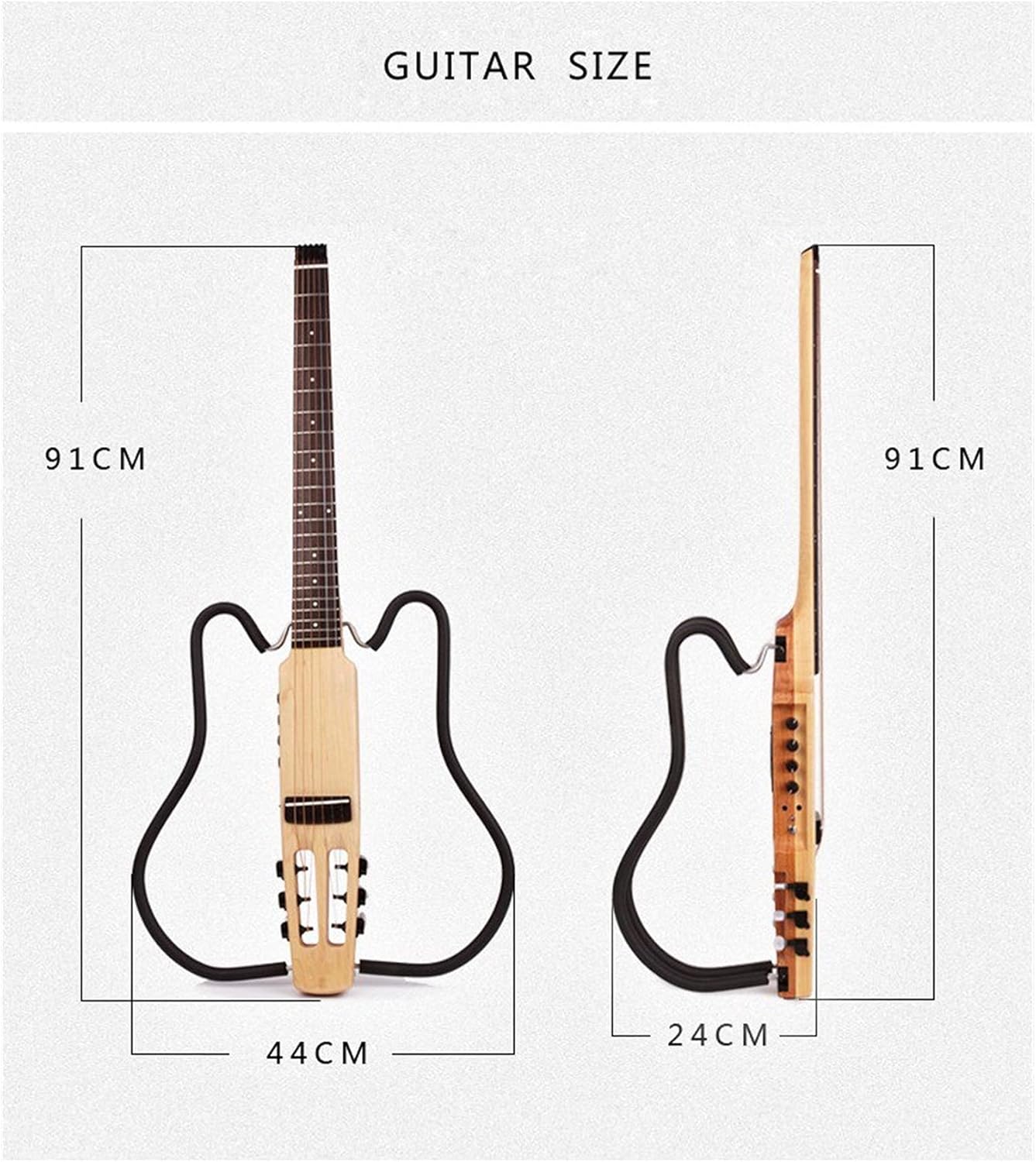 Unfinished Guitar Kit Nylon String Headless Classical Classic Mute Electric Guitar Built-in Effects Travel Portable Folding Foldable Handmade ​Guitar Body (Color : Natural)