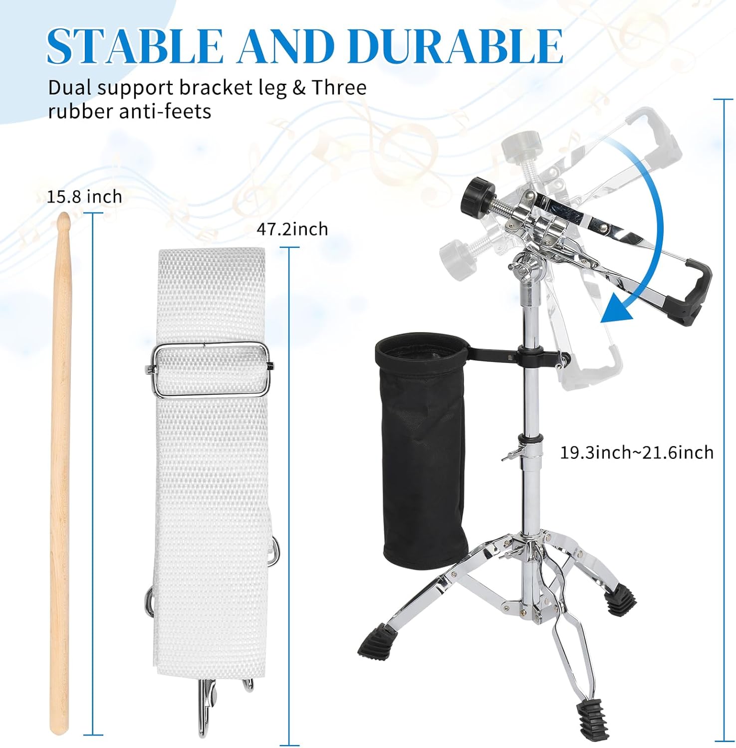 Ktaxon 14 x 5.5 inches Snare Drum Set, Marching Snare Drum Kit for Students Beginners, Comes with Stand Sticks, Key, Bag, Mute Pad and Adjustable Straps (Blue)