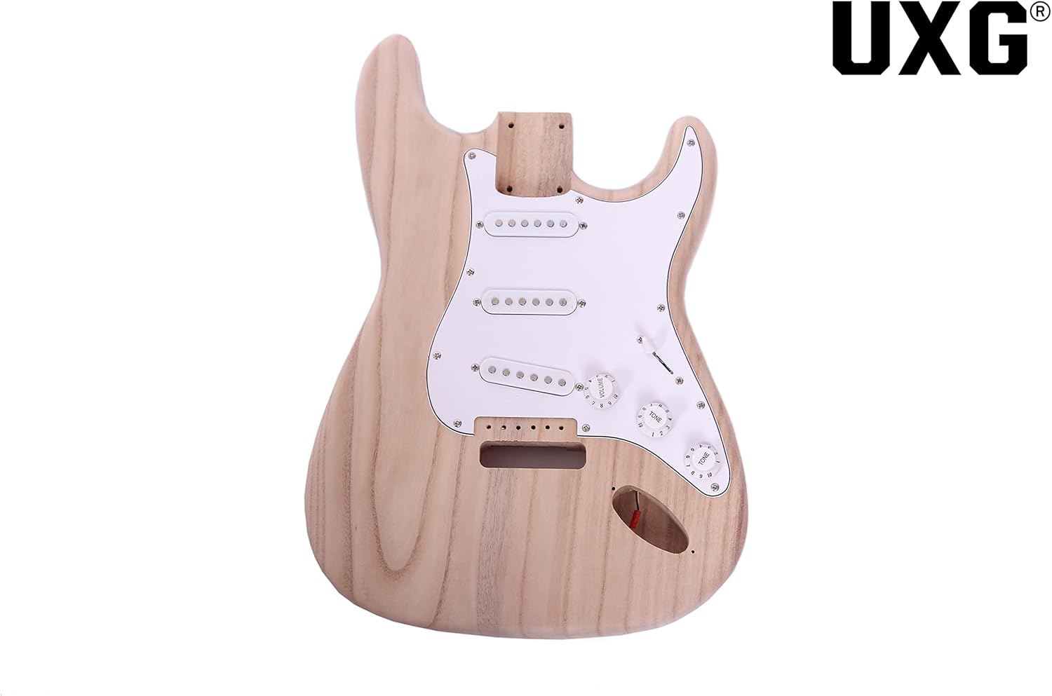 ST Style DIY Electric Guitar Kits,Paulownia Body,Maple Neck and Composite Ebony Fingerboard, S-S-S Pickup Configuration，Natural