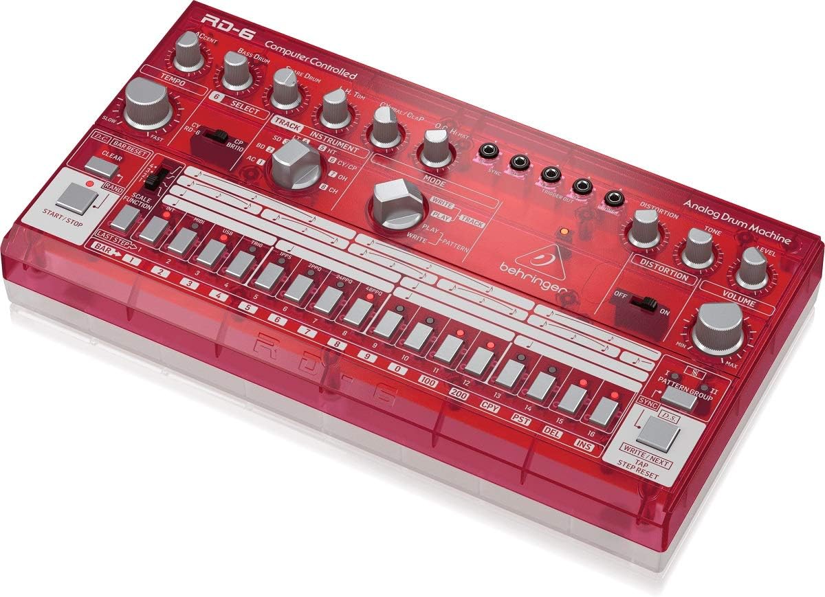 Behringer RHYTHM DESIGNER RD-6-SB Analog Drum Machine with 8 Drum Sounds, 64 Step Sequencer and Distortion Effects