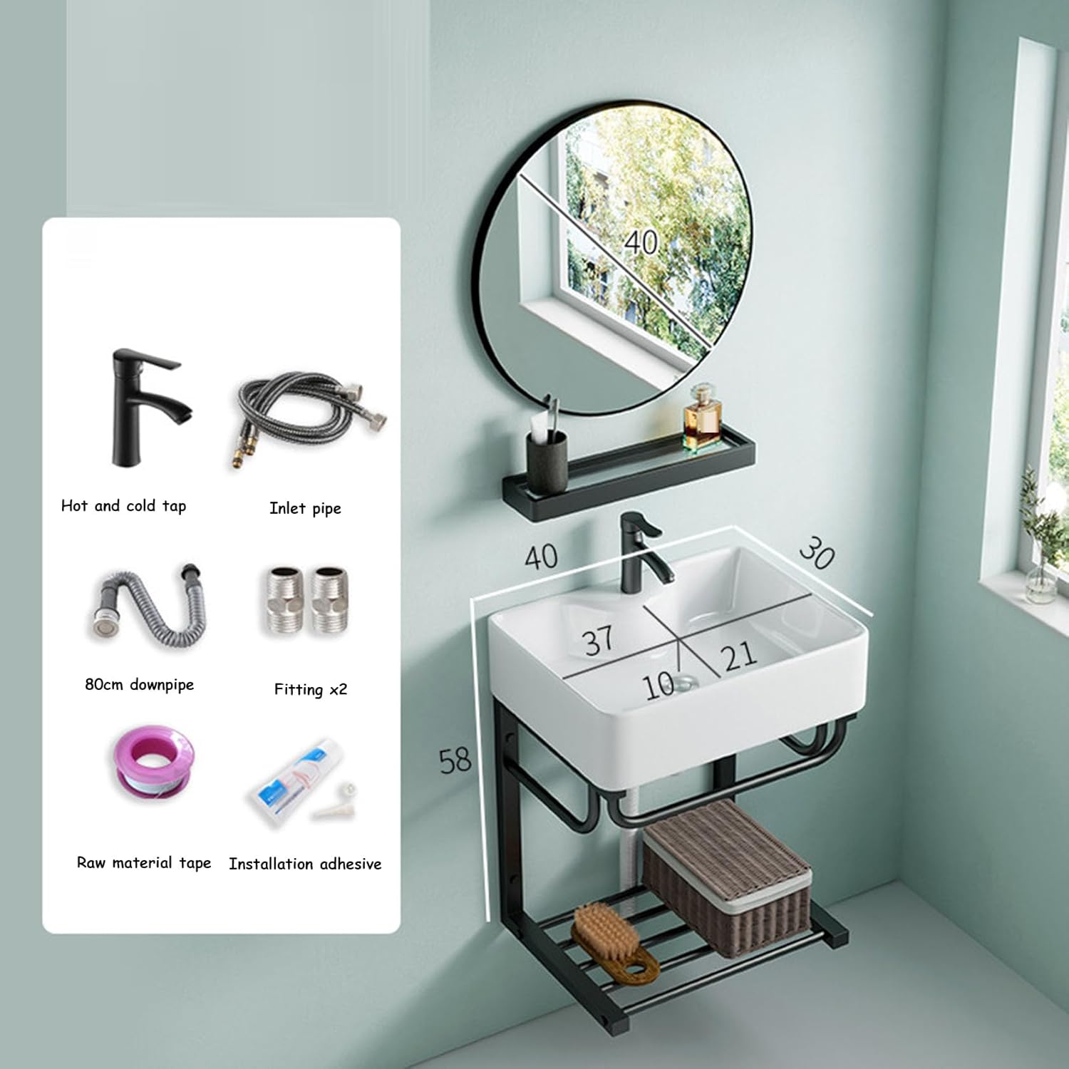 Corner Sink with Bracket, Wall Mount Vessel Sink, Bathroom Sink for Home, Bathroom, Restaurant, Indoor, Office Building, School,White,White-