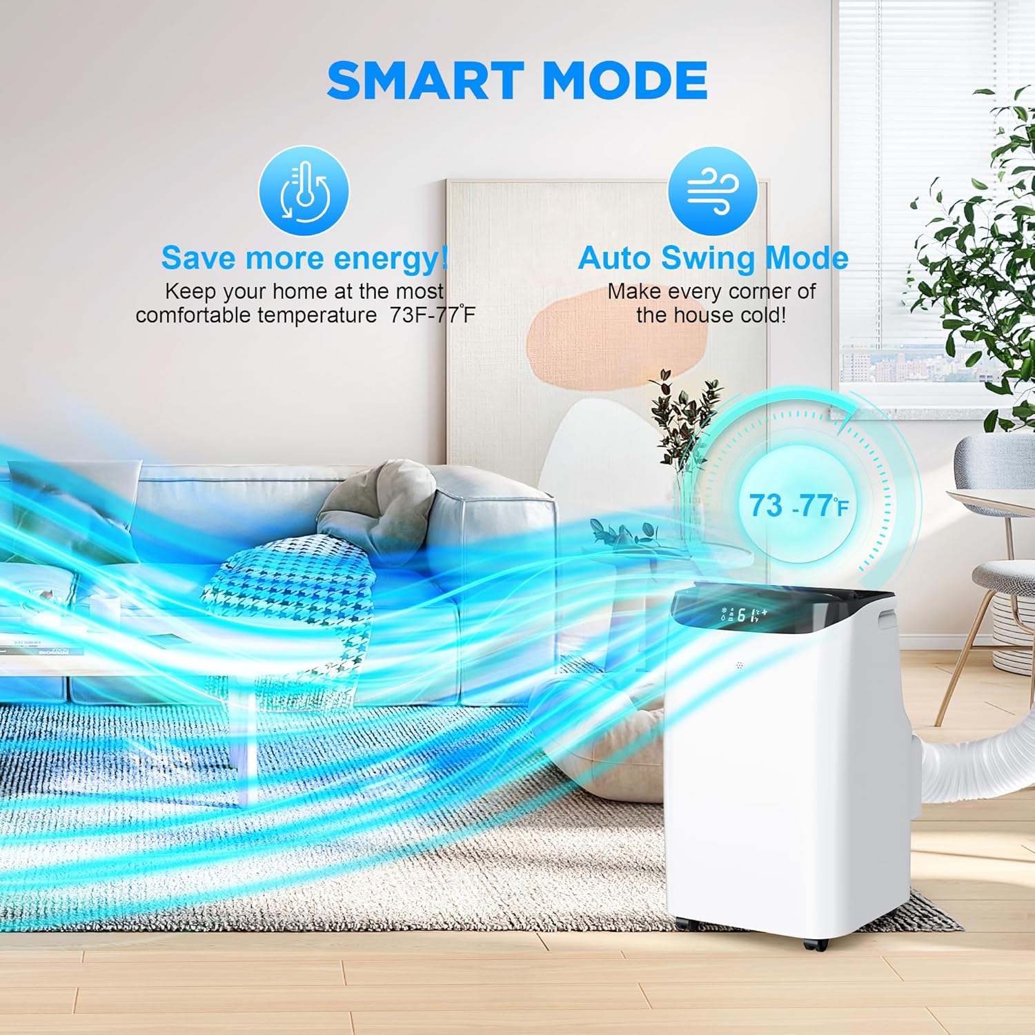 12000 BTU Portable Air Conditioners with Remote Control, 3-in-1 Free Standing Cooling AC Unit with Fan & Dehumidifier, Cools Room up to 500 sq.ft, Smart/Sleep Mode,3 Speed,24H Timer,Window Kit