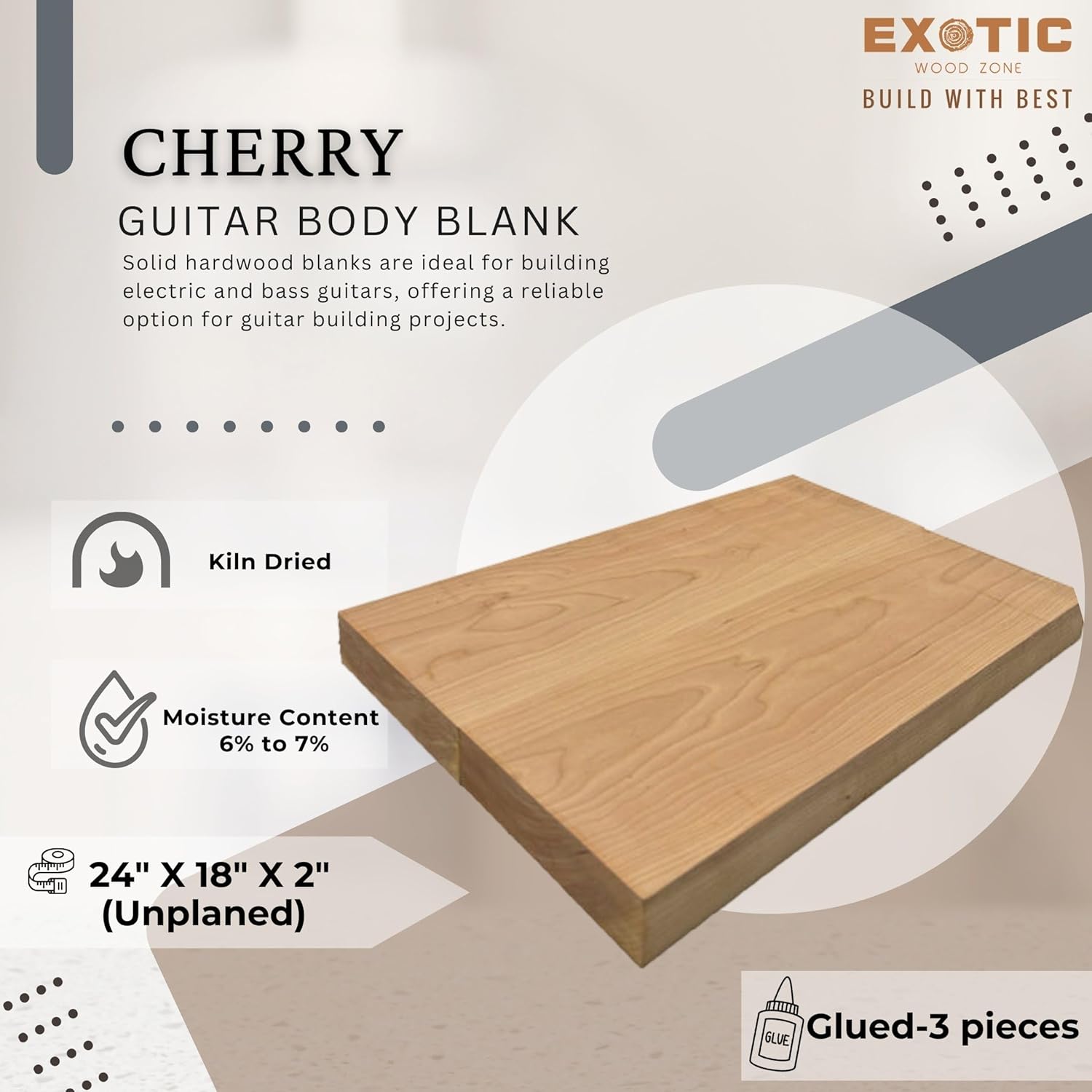 Exotic Wood Zone|American Black Cherry Expolrer Electric/Bass Guitar Luthier Tonewood Body Blank| 24