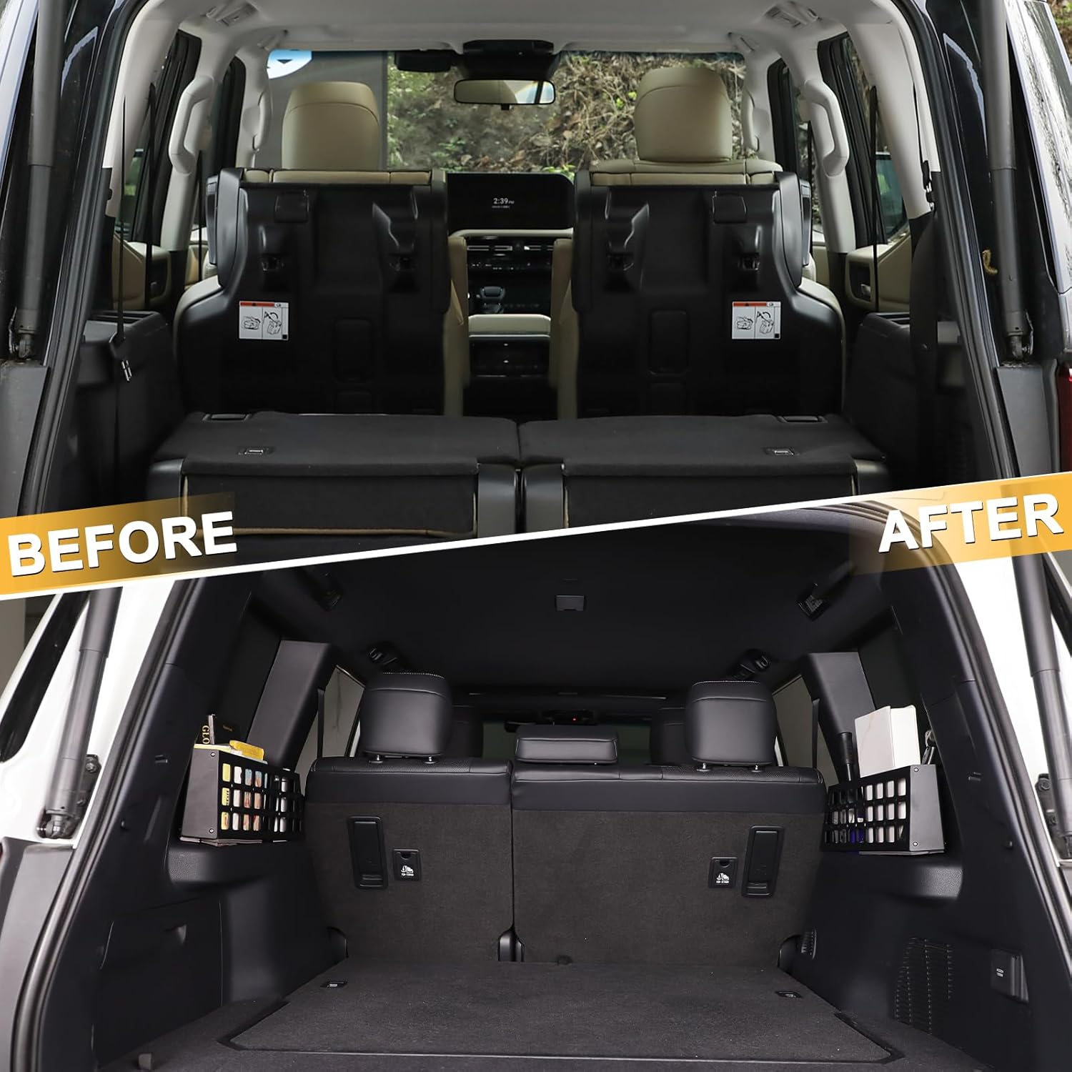 Trunk Side Rack Cargo Storage Shelf Compatible with Toyota Land Cruiser 250 Prado LC250 J250 2024 2025 Accessories, Trunk Organizer Multifunctional Storage Basket Bag