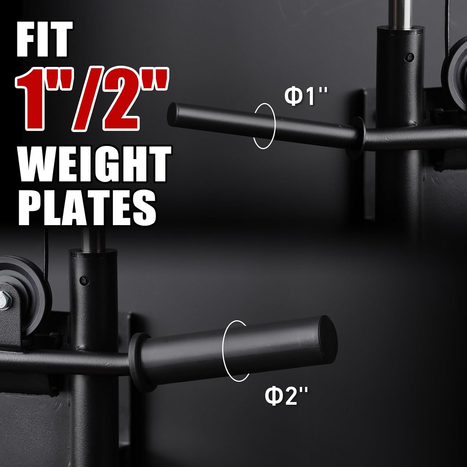 ER Kang Cable Station Wall Mount, 18in Pulley Tower, Dual Pulley System, High & Low Cable Machine, LAT Pull-Down & Row Tower with Flip-Up Footplate, Home Gym Cable Crossover (Red)