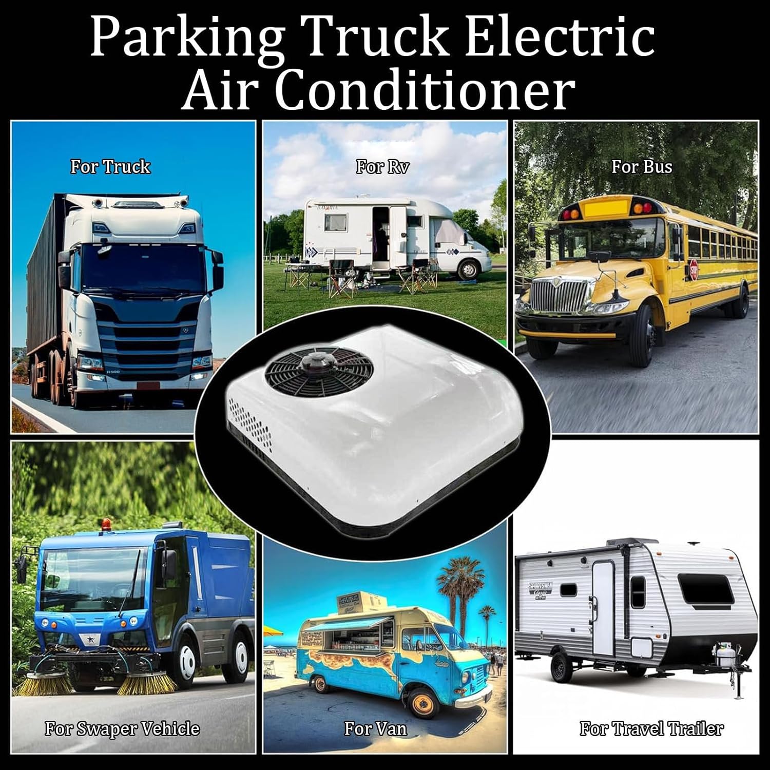 RV Roof Top 12V/24V Air Conditioner RV Air Conditioner, Camper A/C Unit, Cooling for Van, Box Truck, Trailer, Caravan, Tractor-24v (White 12v)