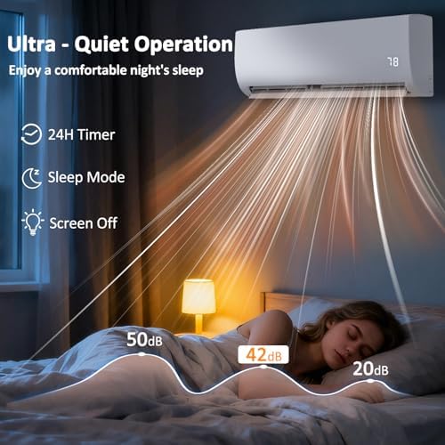 18000 BTU Mini Split Air Conditioner & Heater, 230V Ductless Inverter AC System with Heat Pump, Quiet 25dB Operation, Auto Clean, Energy Efficient for Home & Office