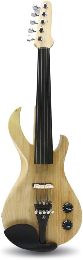 Yinfente 5 String Electric Violin 4/4 Full Size Solid Wood Beginner Violin Guitar Shape Ebony Parts With Case,Bow,Cleaning Cloth,Rosin