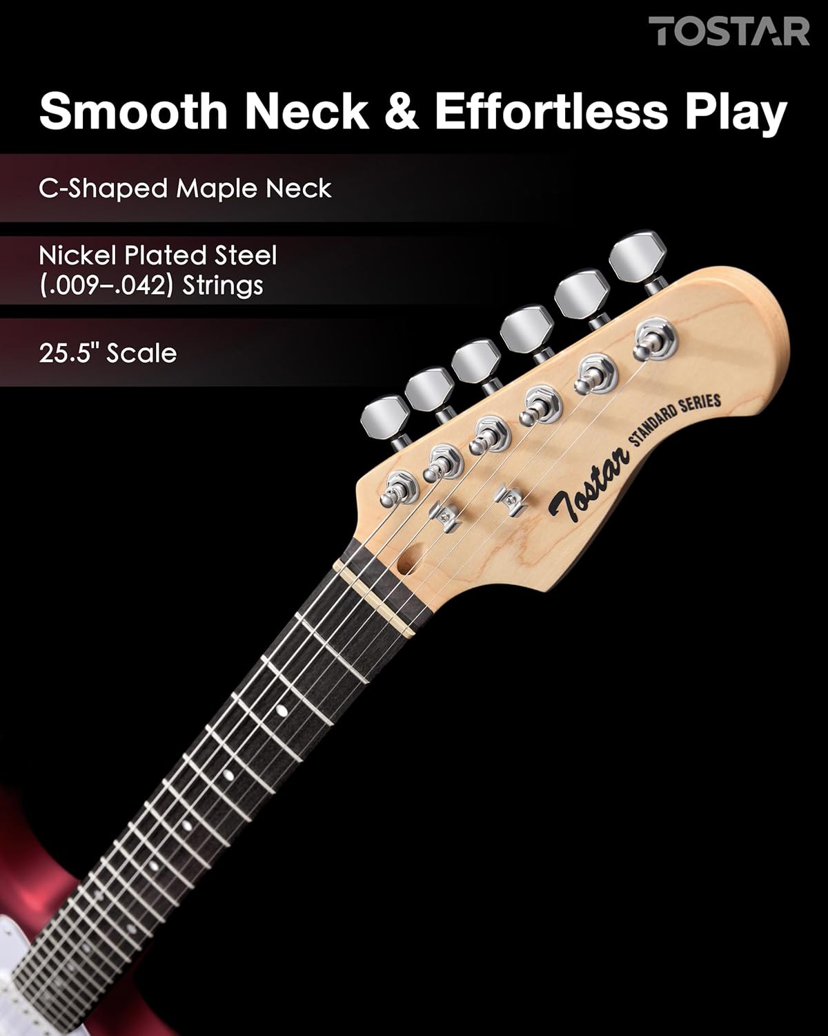 Tostar 39 Inch Full Size Electric Guitar Kit For Beginners And Adults,SSS Pickup Stratocaster Guitarra Electrica Set Includes Tremolo Bridge,Amp,Strings,Stand,Case Bag,Birthday Christmas Holiday Gifts