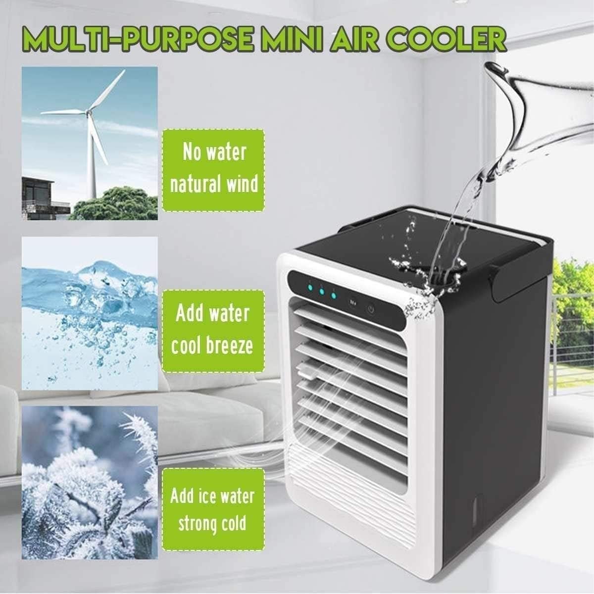 Portable Air Conditioner Fan, Air Cooler Fan, Quiet Mini Air Conditioner Fan, Desk Cooling Fan for Home, Bedroom, Travel, Office