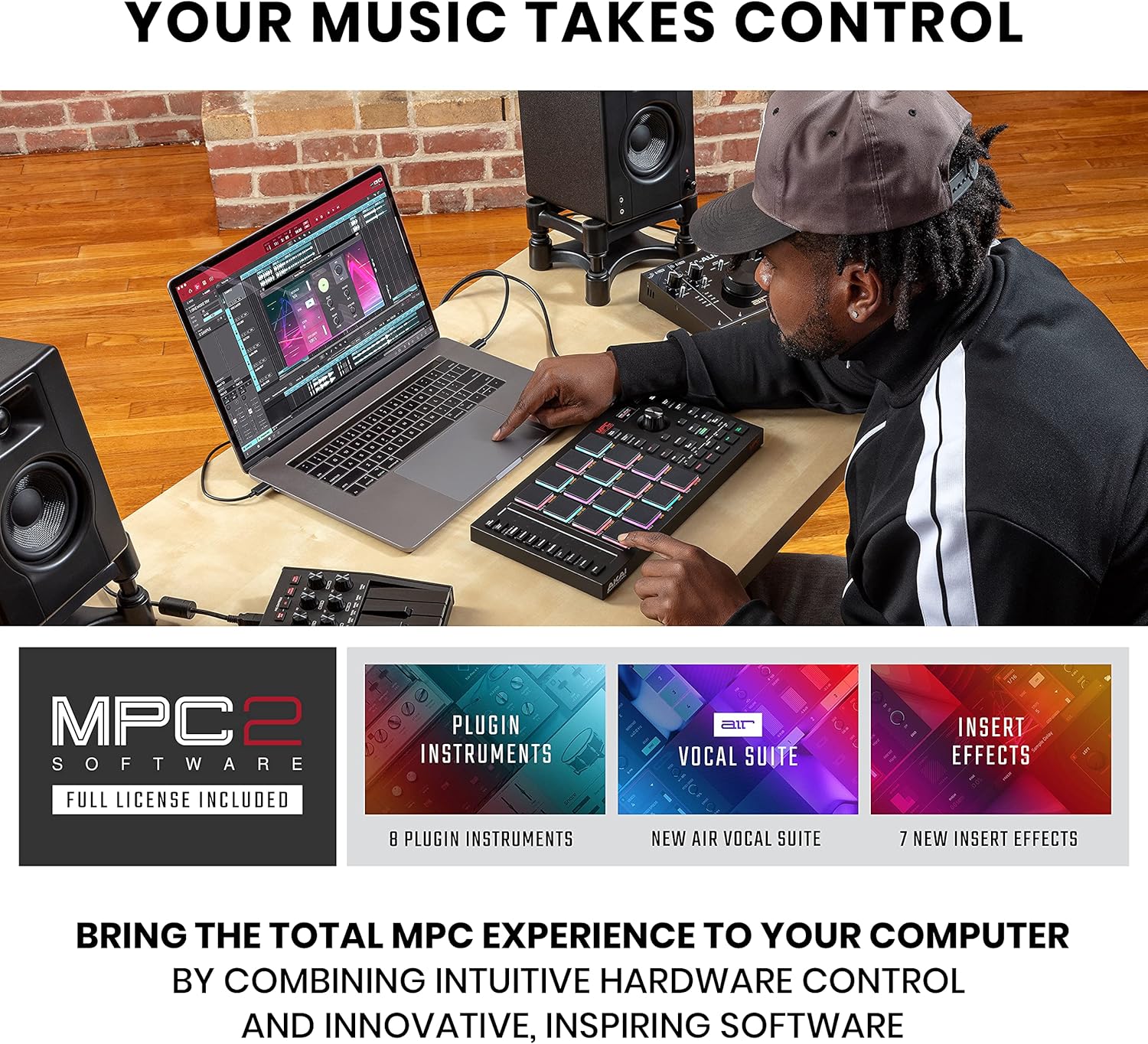 Akai Professional MPC Studio MIDI Controller Beat Maker with 16 Velocity Sensitive RGB Pads & Professional MPK Mini Plus - USB MIDI Keyboard Controller
