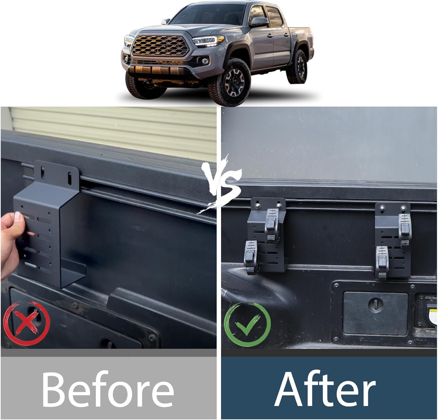 Lcojicep Truck Bed Rail Side Mount Holder Compatible with Tacoma 2016-2023，Bed Rail Modular Accessory Mount for Shovels, Recovery Boards, Other Accessories