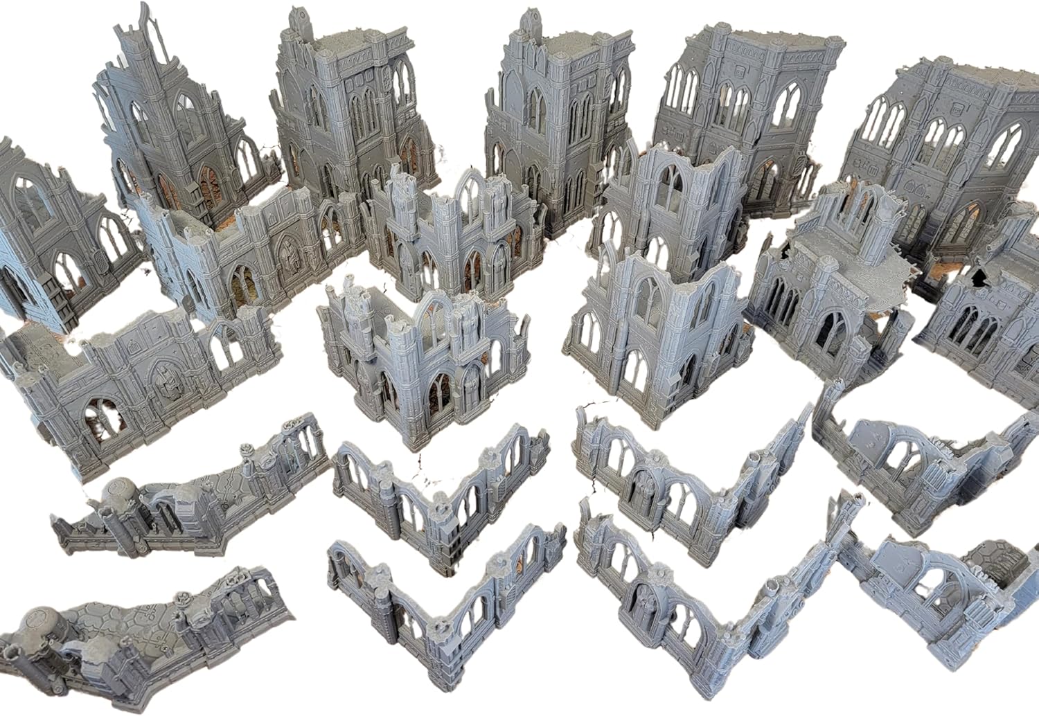 10th Edition 40k Tournament Terrain Set, 3dPrinted Wargame Terrain 28mm Scale Buildings in Ruins, Imperialis Sci fi Gothic Wargaming Scenery