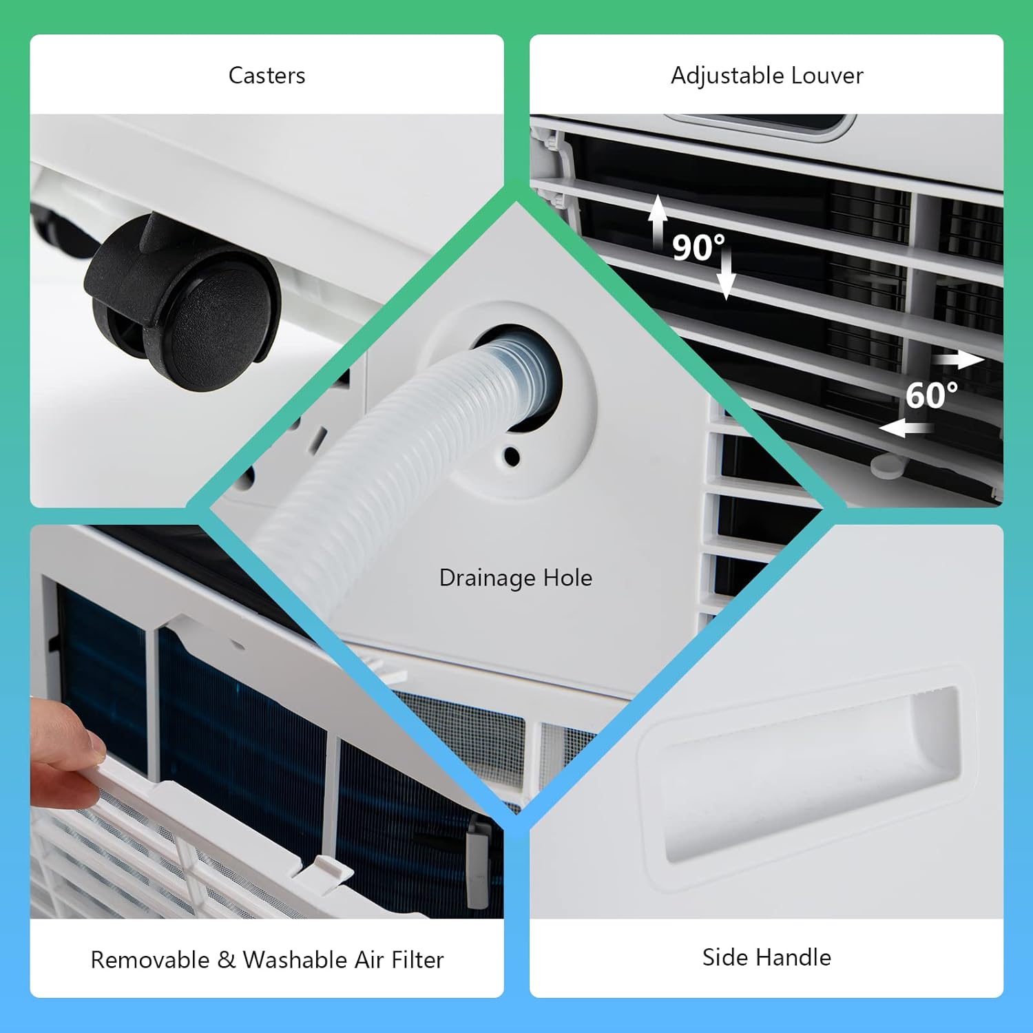 ARLIME Air Conditioner Portable, 10000 BTU Cools up to 350 sq. ft, Portable AC Unit with Fan & Dehumidifier, 2 Speed, Child Lock, 24H Timer, LED Display, Air Cooler for Living Room, Bedroom, Office