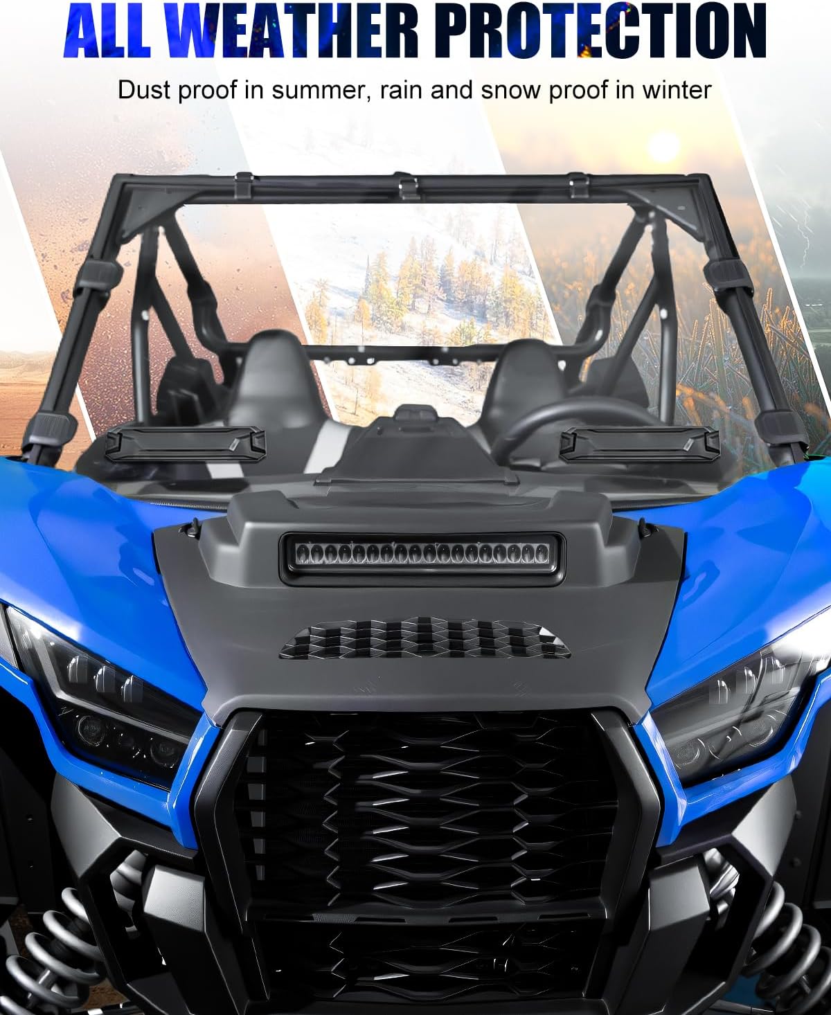 Front Vented Full Windshield Fit for Kawasaki Teryx KRX 1000 2020-2025 Accessories, Scratch Resistant Hard-Coated Poly Clear Windscreen, Dustproof Windproof Noise Reduction