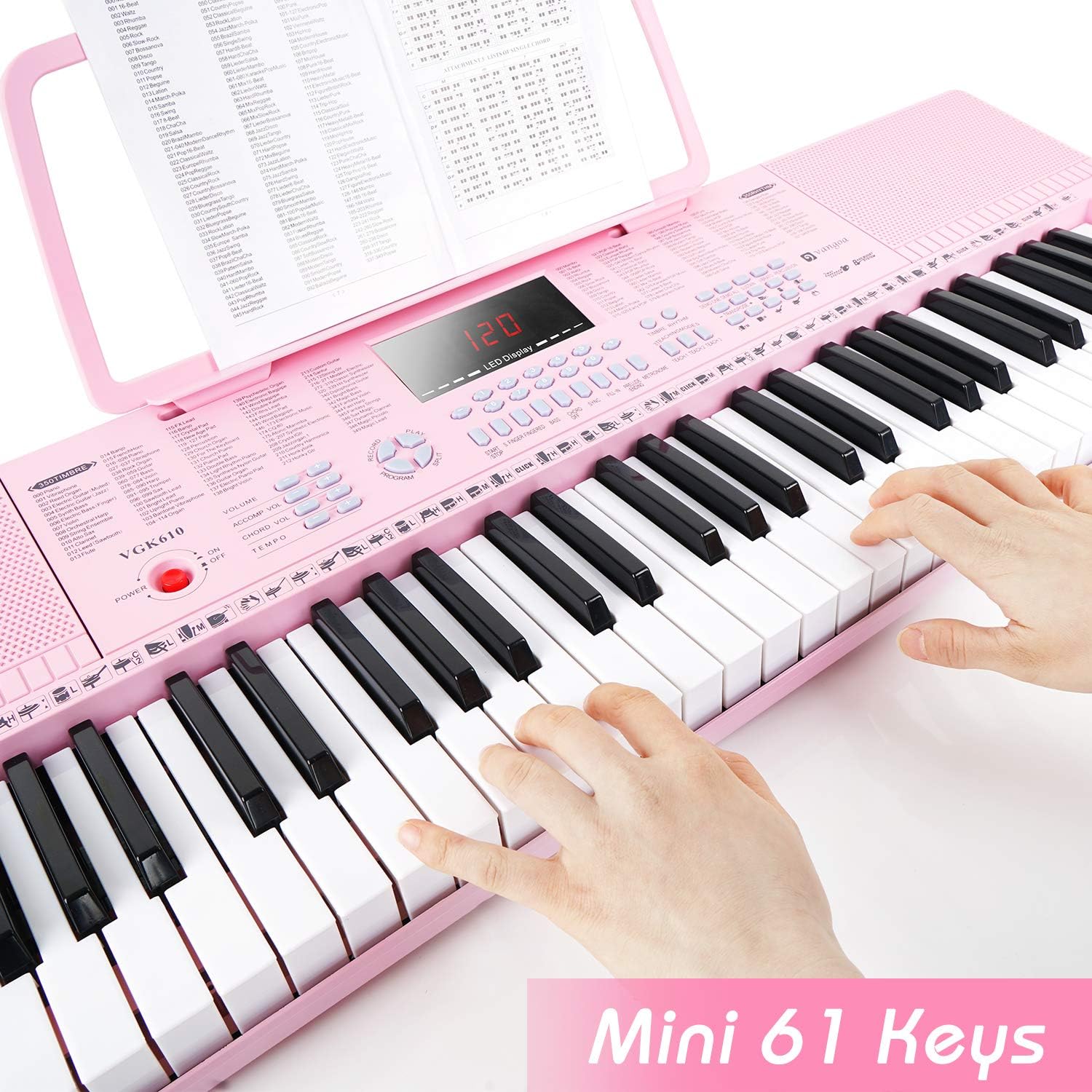 Vangoa VGK610 Piano Keyboard, 61 Mini Keys Portable Music Keyboard for Beginners Pink and 37 Key Melodica Musical Instrument