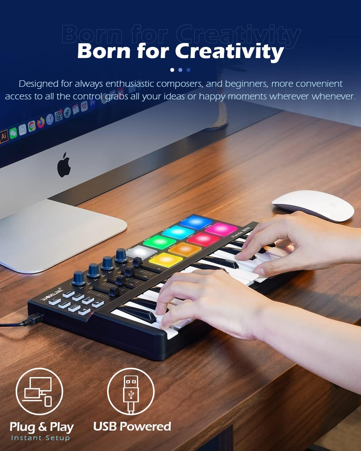 Vangoa Midi Keyboard and Banjo with Tone Ring