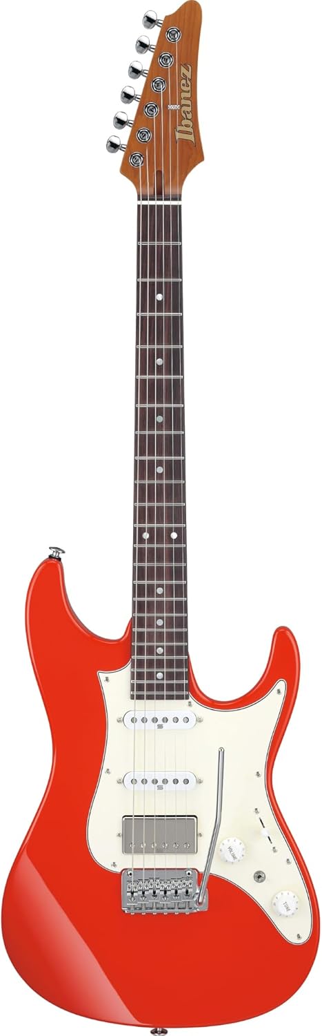 Ibanez AZ2204 Prestige 6-String Right-Handed Electric Guitar with Alder Body and Oval C S-Tech Wood Roasted Maple Neck (Vermillion Red)