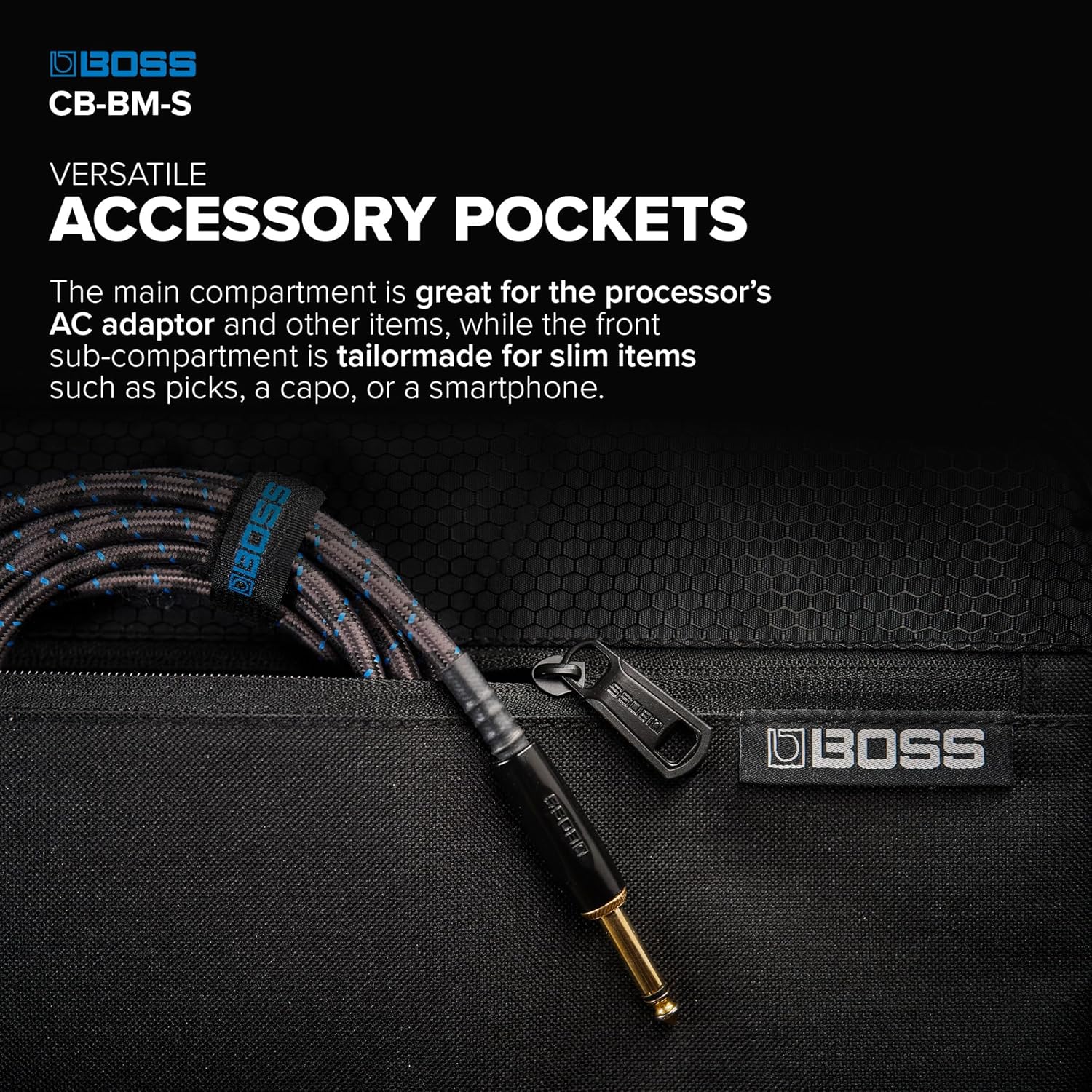 BOSS CB-BM-S | Compact Multi-Effects Case | Compatible GX-10, GT-1 & GT-1B | Lightweight & Durable | Thick Internal Padding | Adjustable Shoulder Strap | Versatile Accessory Pockets