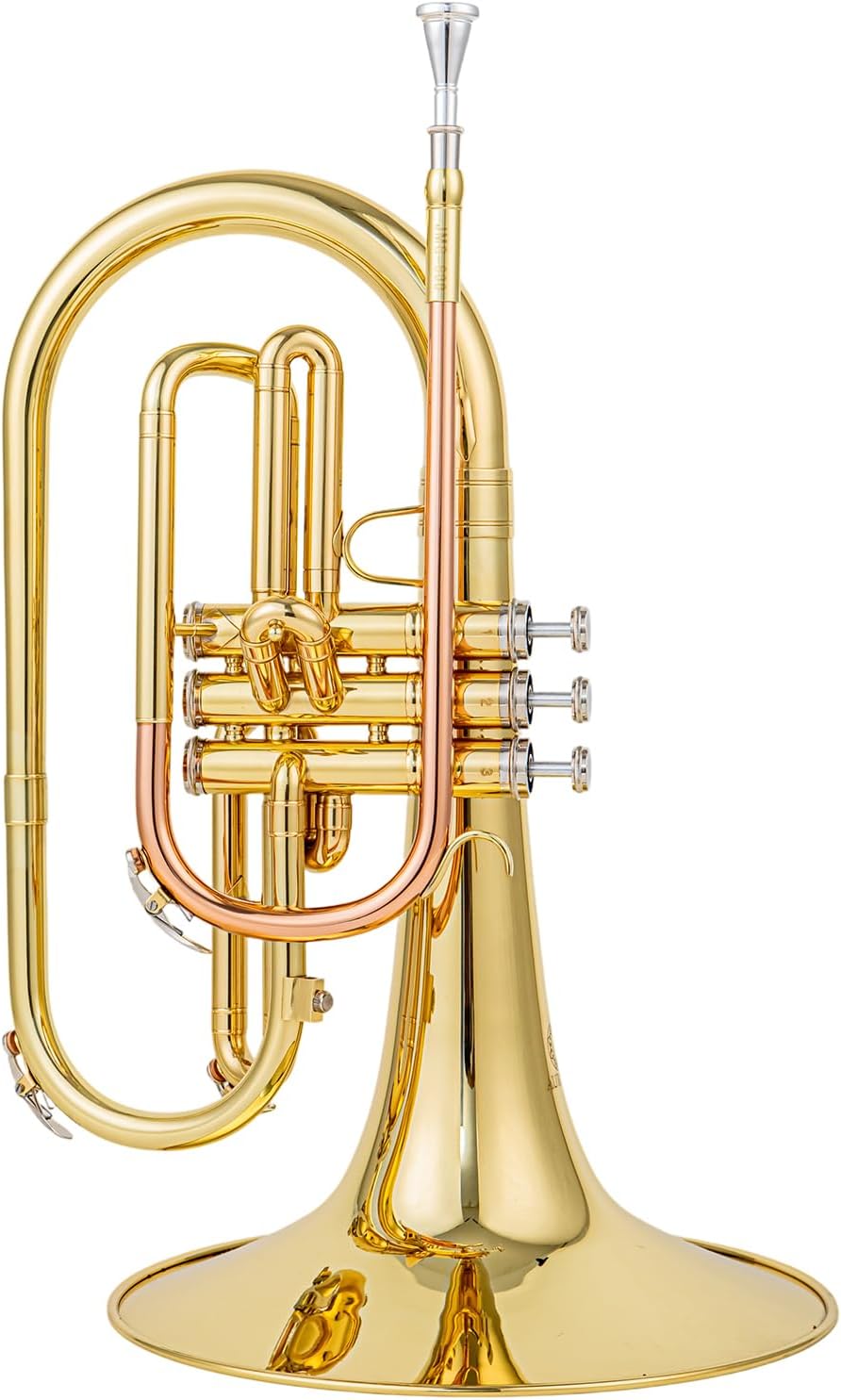 jmg-600 marching mellophone for advanced beginners and high school students f key brass instrument with phosphor copper leadpipe gold lacquer finish