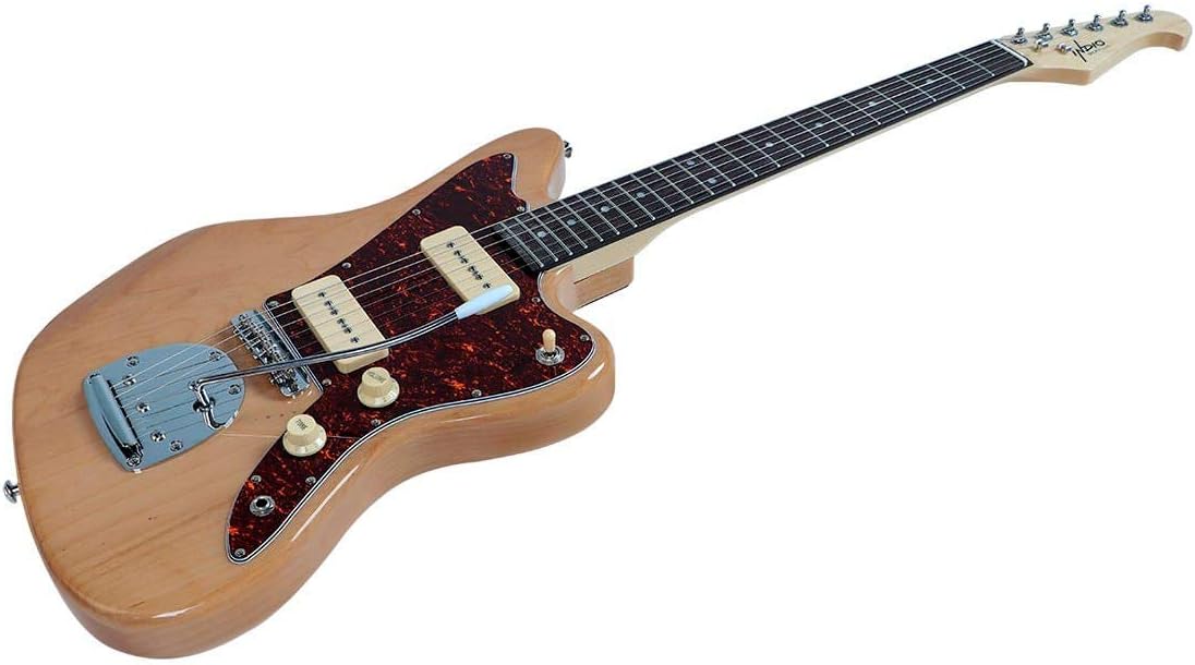 Monoprice Indio Series, 6-String Offset DLX Plus Alder Electric Guitar - Right Handed, With Gig Bag, Alder Body, Natural, OS40