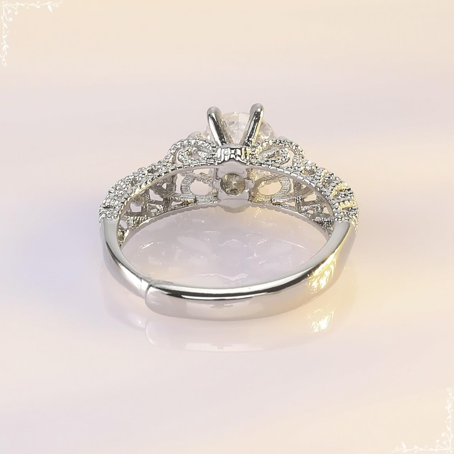 18K White Gold Rings, Eternity Band Moissanite 6 Prongs Silver Ring for Valentine's Day