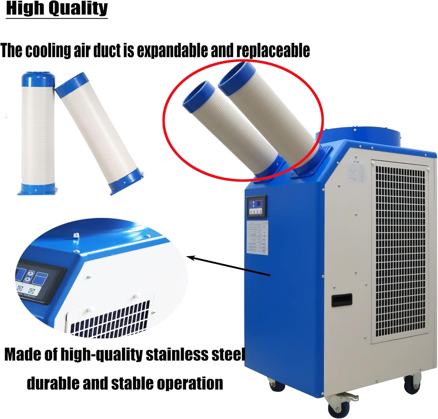 Industrial Air Conditioner Portable Mobile Spot Cooler Industrial Grade Commercial Indoor Outdoor Machine Double Tubes 220V 1800W