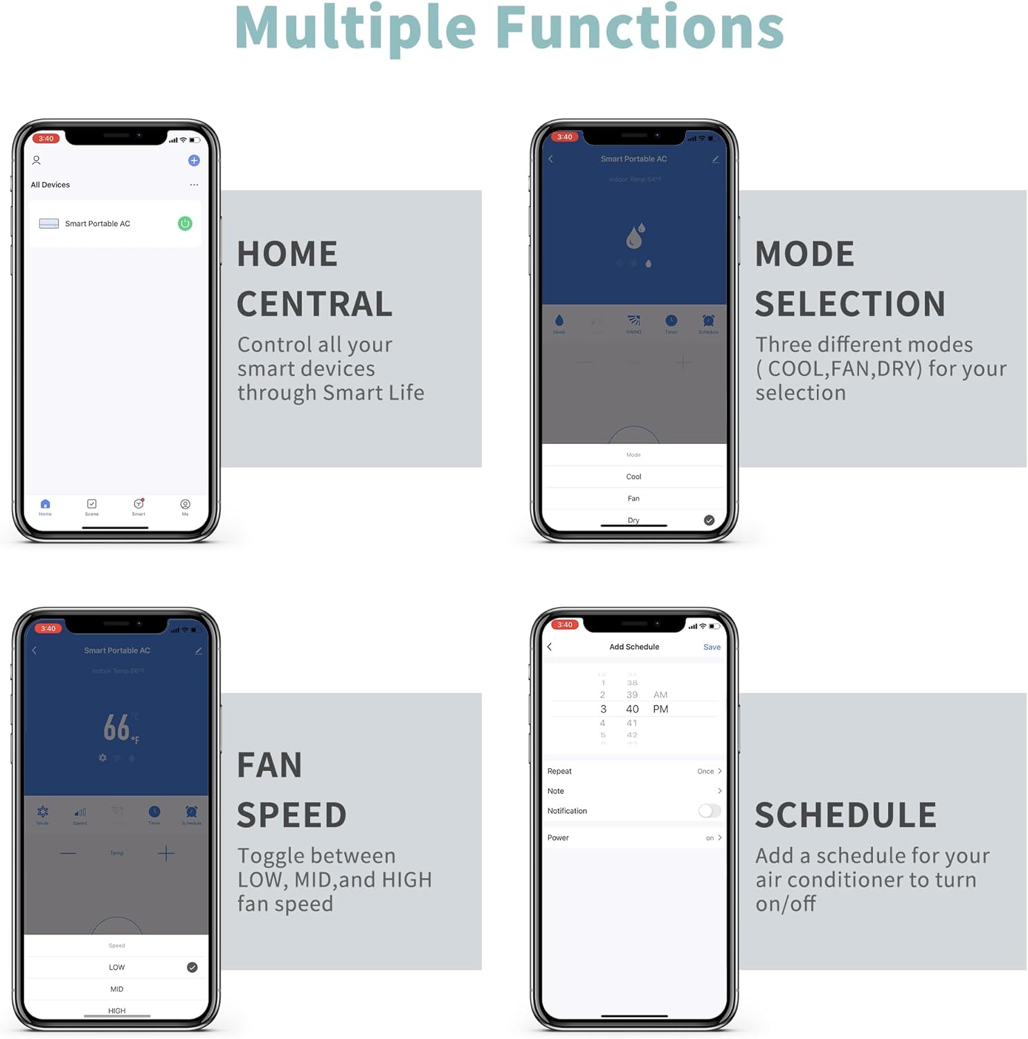 Shinco 10,000 BTU Portable Air Conditioner, Portable AC Unit with Built-in Cool, Dehumidifier & Fan Modes for Room up to 300 sq.ft, RC, Wi-Fi Enabled, 24 Hour Timer, Window Kit