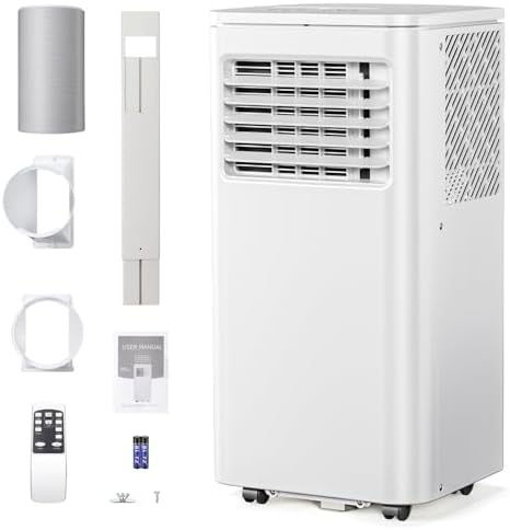Portable 8000 BTU Air Conditioner, 4 in 1 protable AC, Cools 350sq. ft, Remote Control, 24 Hour Timer, Quiet Operation,Window Fan, 2 Speed for Bedroom Office Home Dorm
