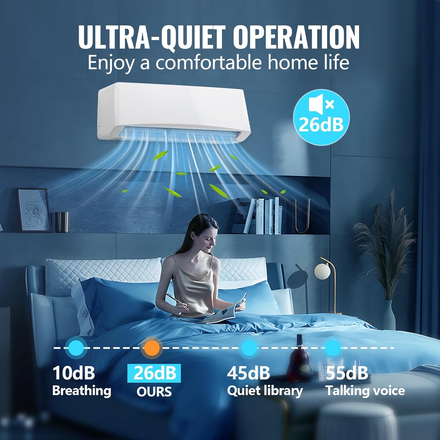 WANAI 9000 BTU 115V Mini Split Air Conditioner & Heat Pump System, 17 SEER2 Split Unit Ac Cool Up to 450 Sq.Ft with Installation Kit for Home, Office & Commercial Space