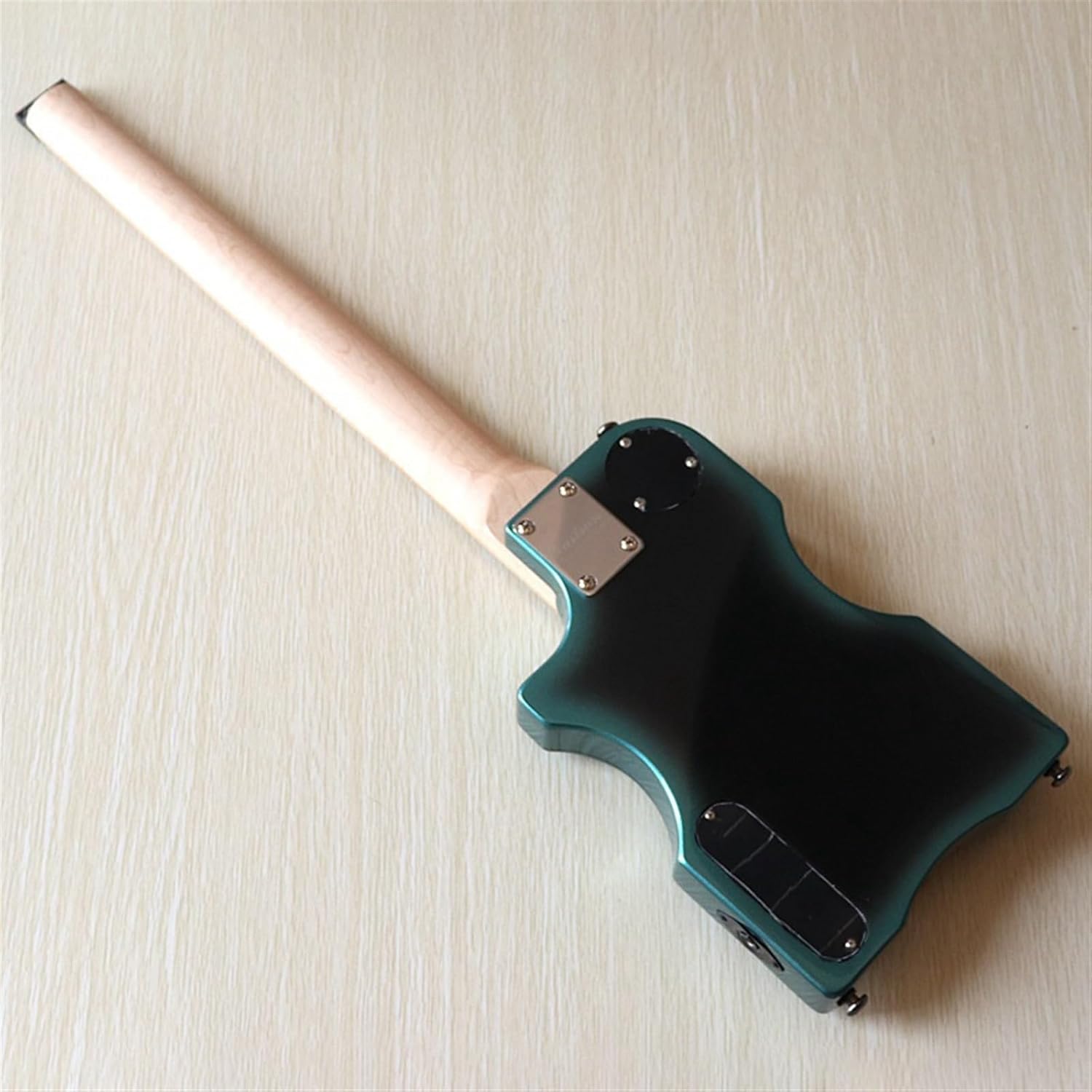 VENEKA Headless Electric Guitar High Gloss Travel Headless Electric Guitar 30 Inch Solid Basswood Body 6 String Mini Portable Guitar (Color : 02)