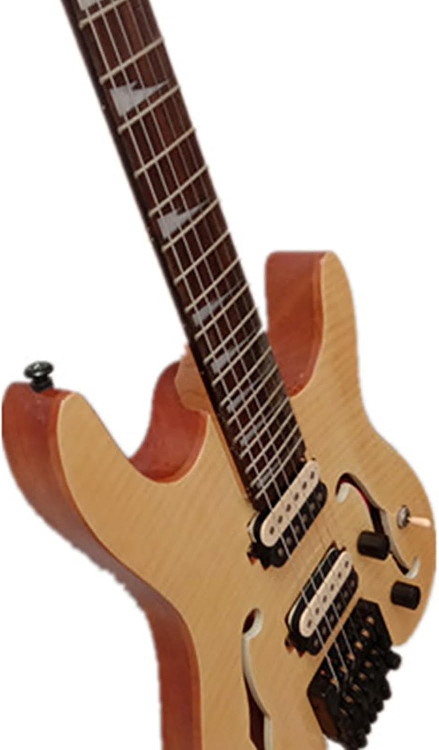 Double F Hole Panel Wood Color Basswood Body Rosewood Fingerboard Headless Electric Guitar Professional Headless Guitar