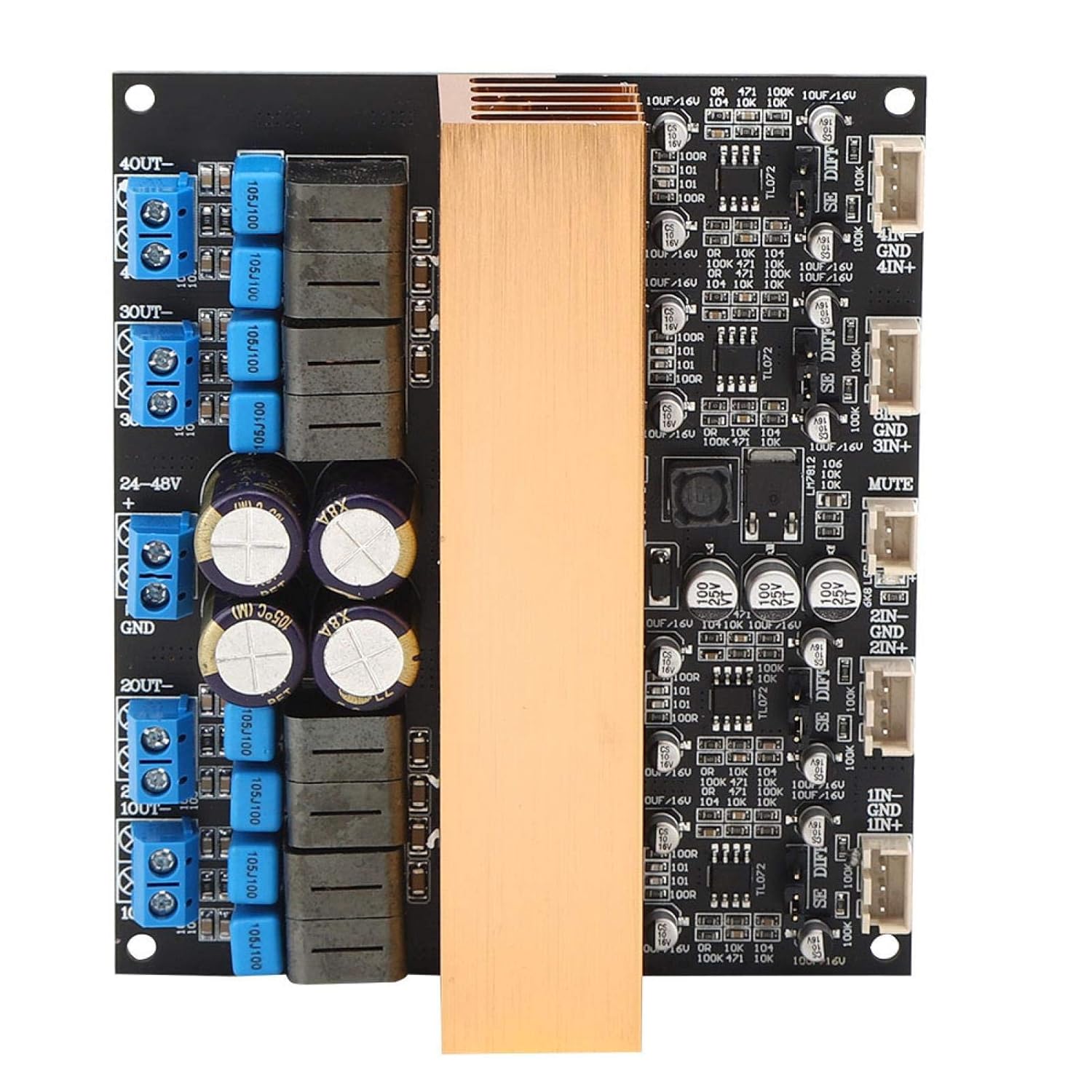 4-Sound Channel Digital Amplifier Board, Practical High-Power Tpa3255 Amplifier Module Class D Amp Module Audio Parts, with Simple Installation, for Sound System Speaker DIY