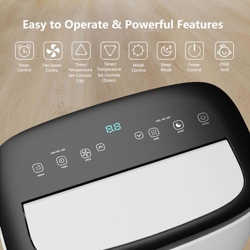 14000 BTU Portable Air Conditioner with Remote Control,Quiet AC Unit 3 in 1 Cooling/Dehumidifying/Fan Modes, Ideal for Rooms up to 700 sq ft,Window Installation Kit for Home