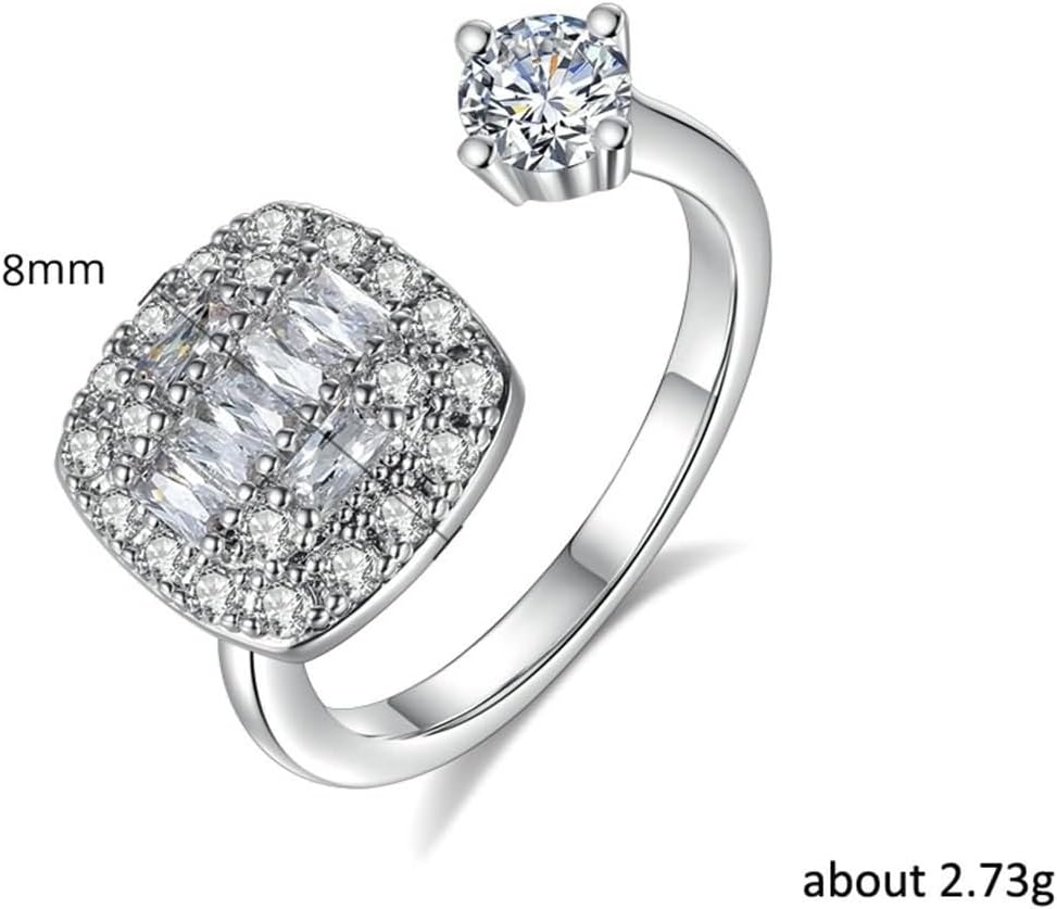 14 K White Gold Rings for Women, Engagement Ring Moissanite Classic Silver Band for Fiancée