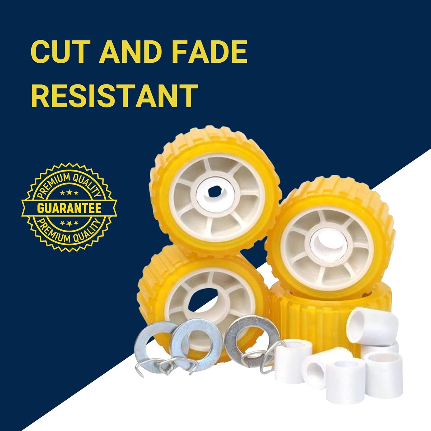 Tie Down Engineering Hull Sav'r 5 inch PVC Ribbed Wobble Roller Kit | 7/8 inch and 1-1/8 inch Shafts | Boat Trailer Parts & Accessories | Boat Trailer Roller Kit